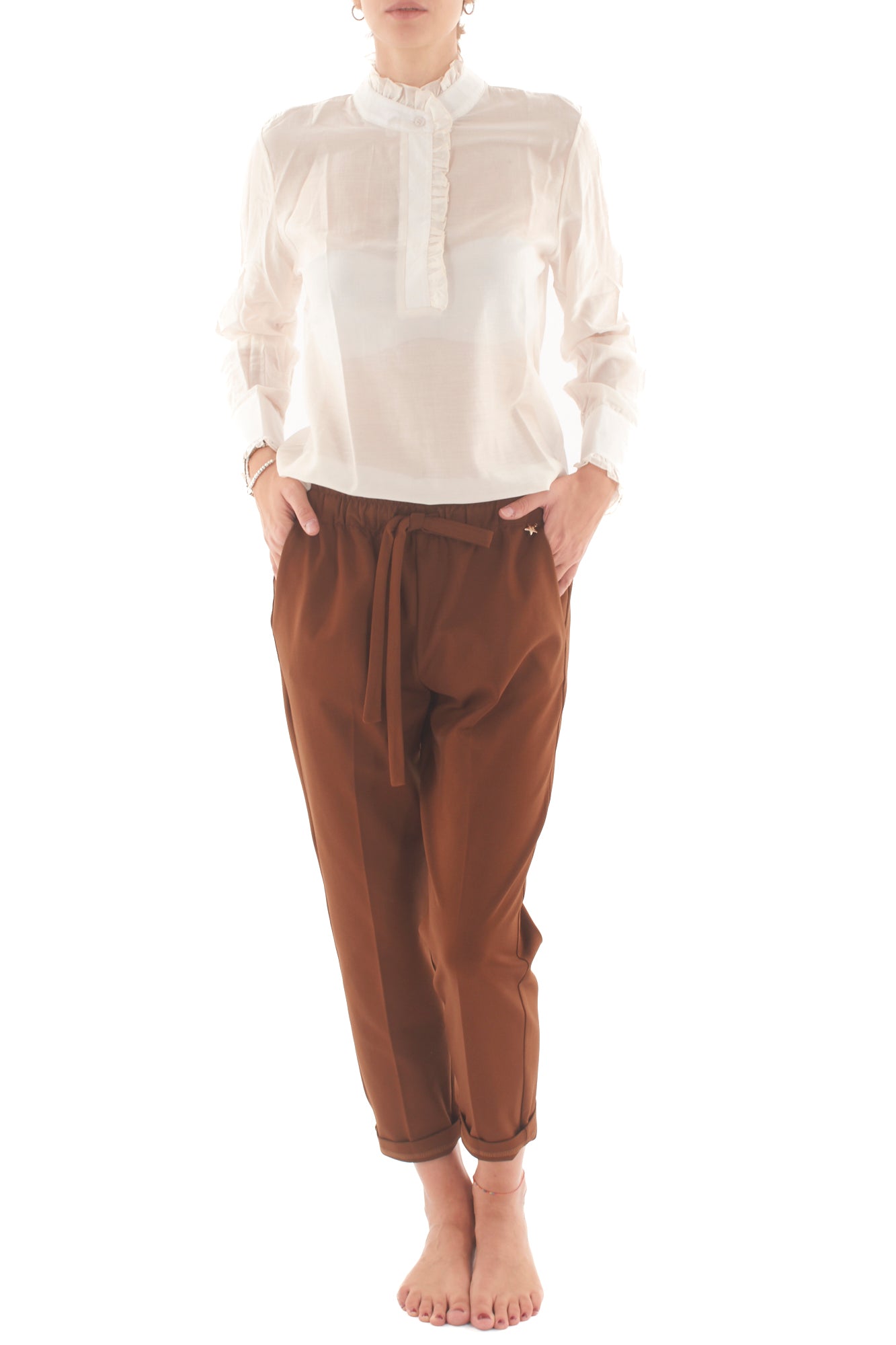 Camicia con collo alla coreana Susy mix - Latte