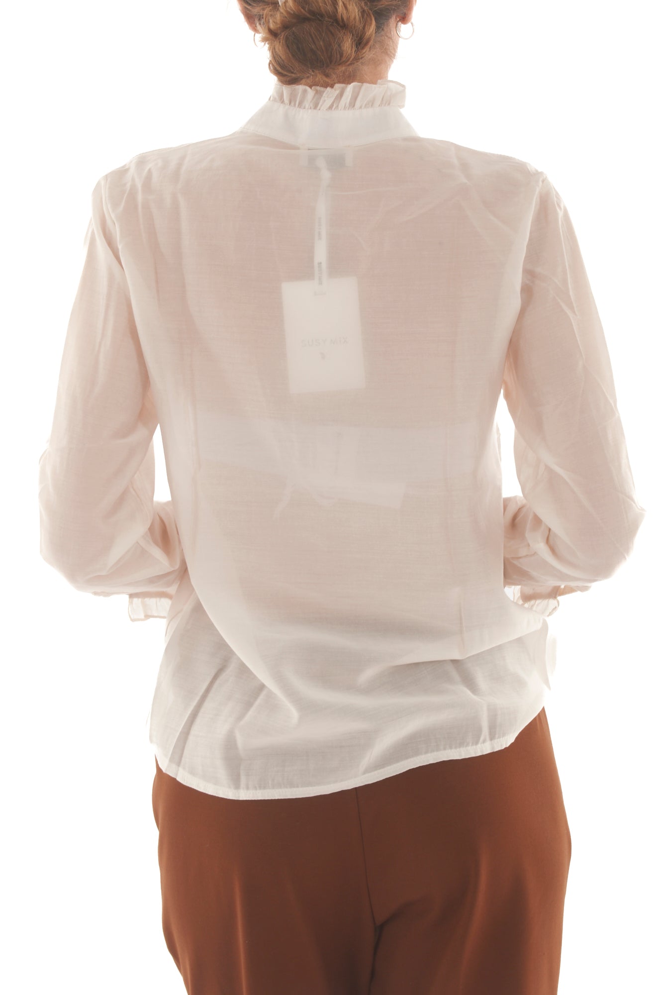 Camicia con collo alla coreana Susy mix - Latte