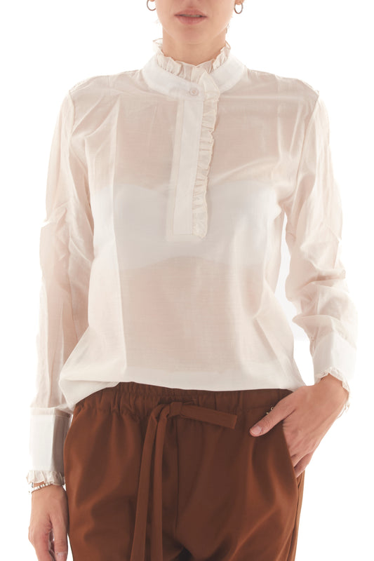 Camicia con collo alla coreana Susy mix - Latte