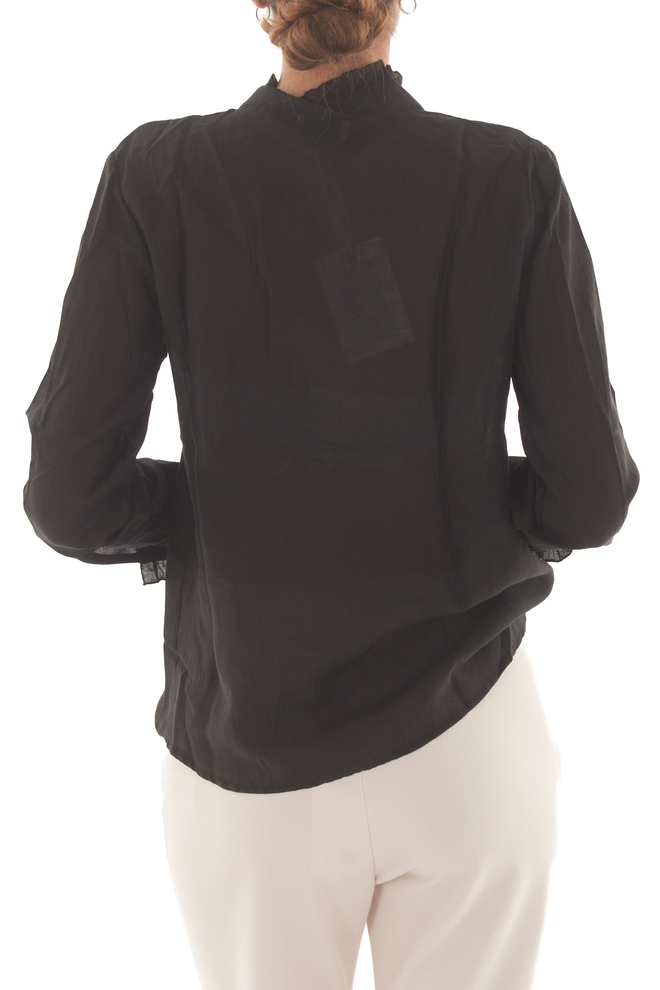 Camicia con collo alla coreana Susy mix - Nero