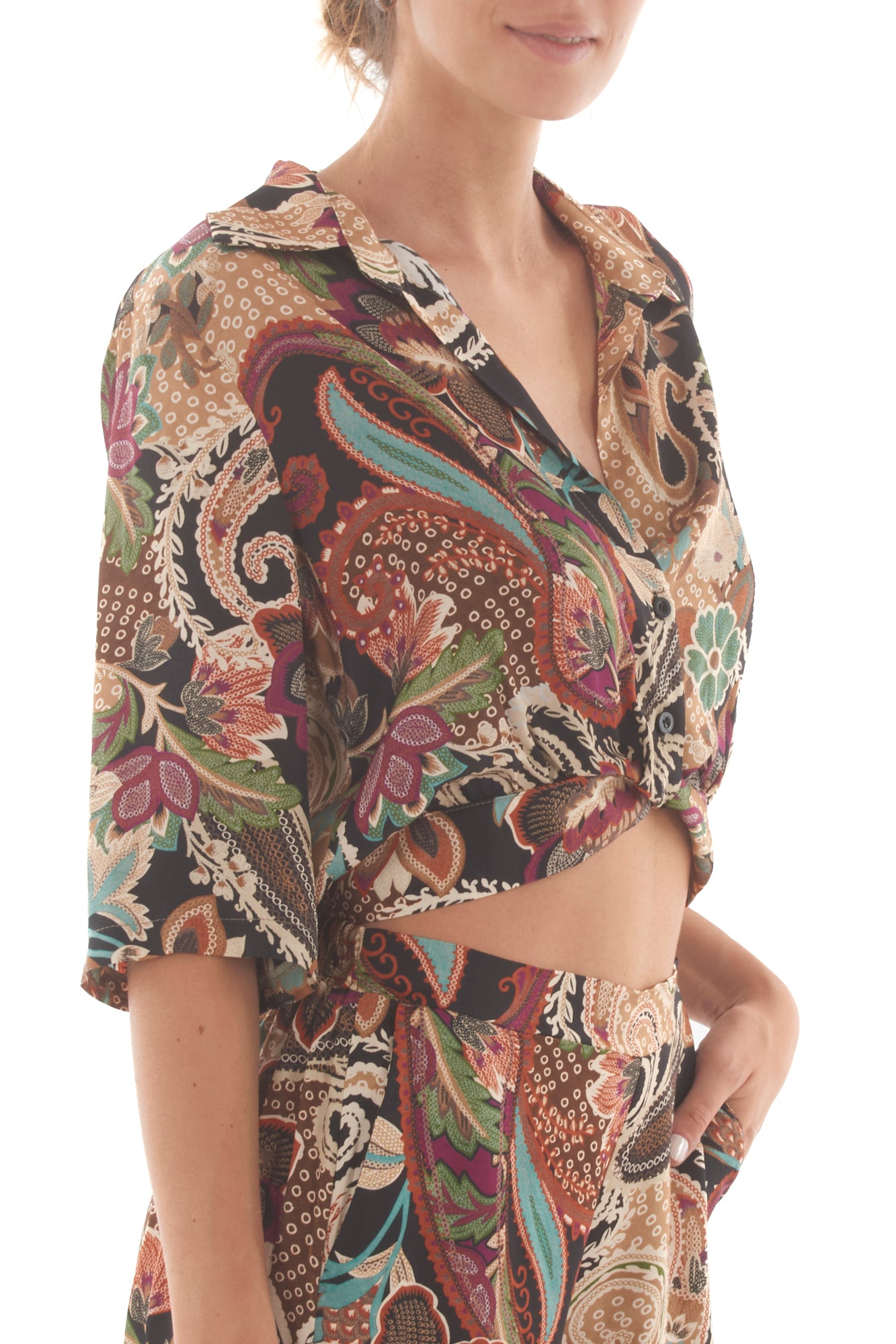 Camicia corta a fantasia Susy mix - Nero