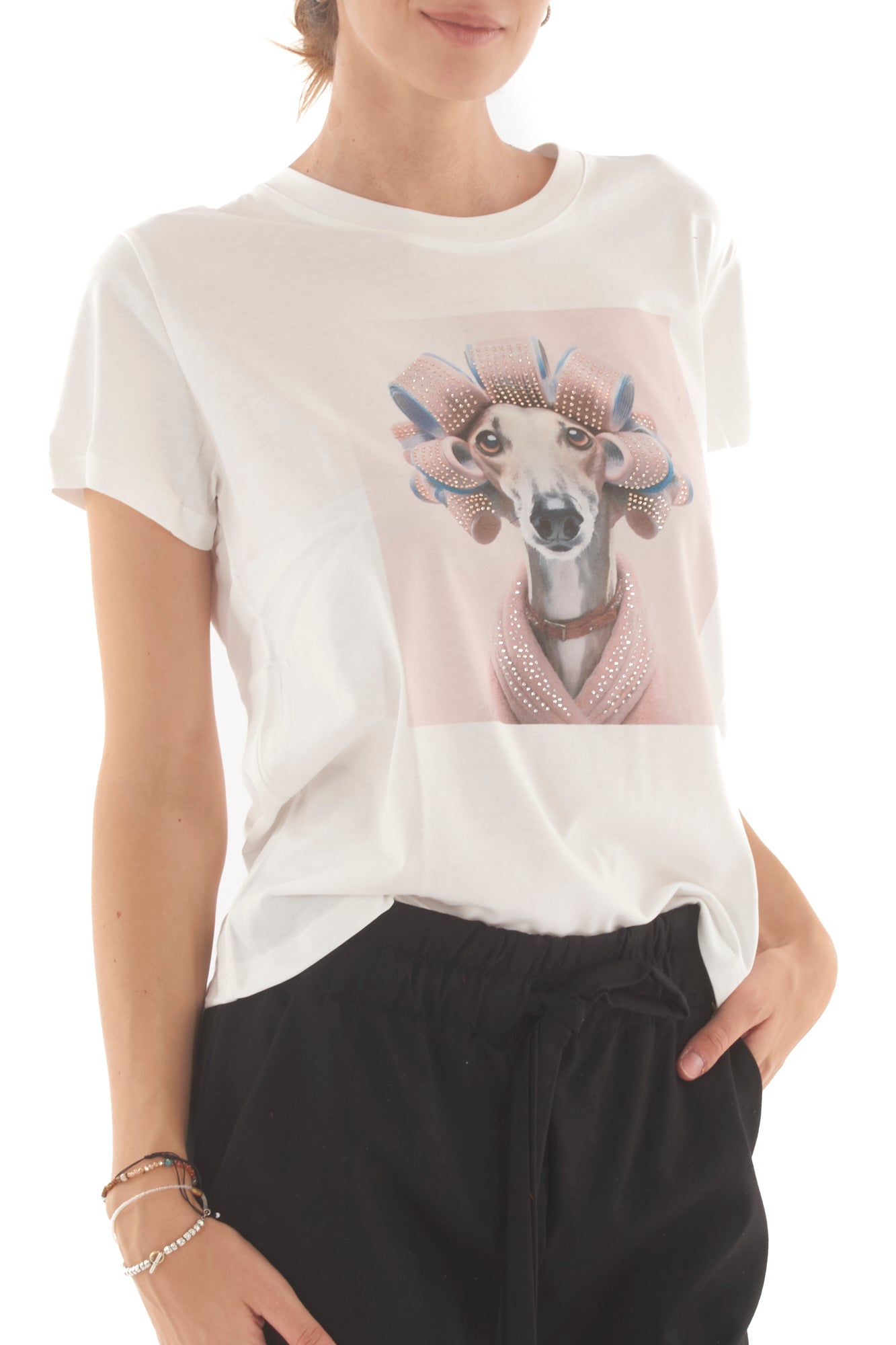 T- shirt con cane Susy mix - Bianco