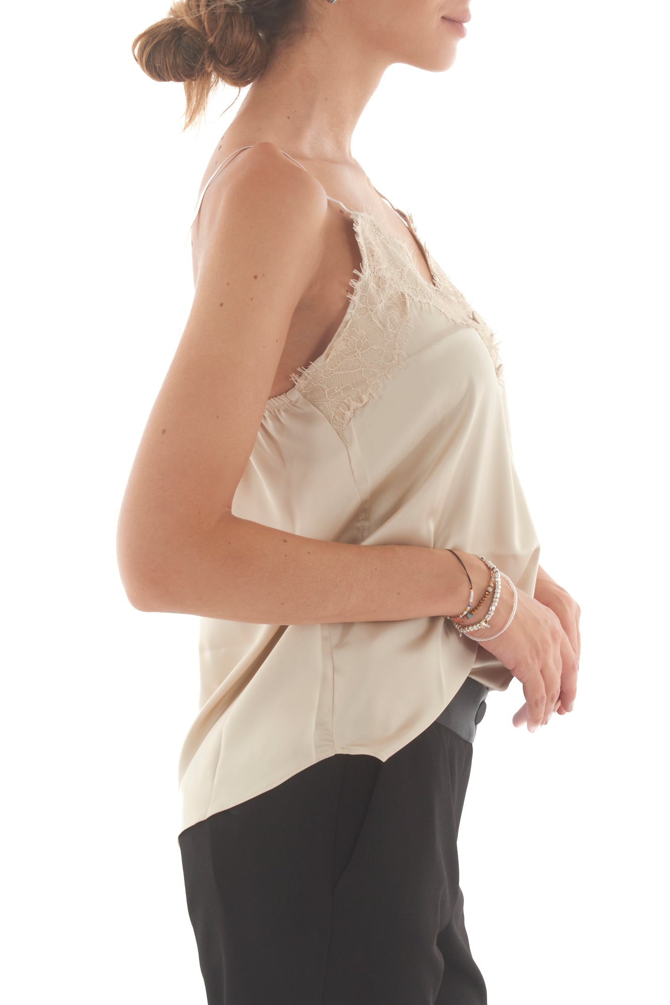 Canottiera con pizzo Susy mix - Burro