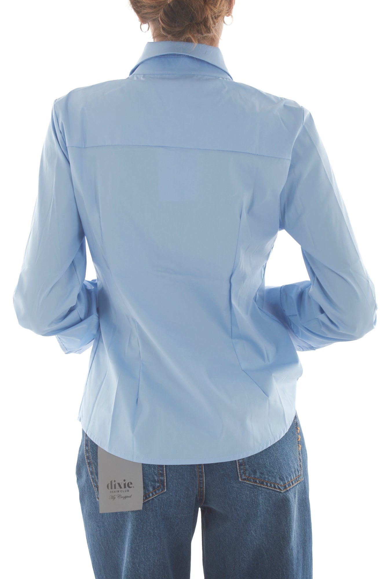 Camicia con bottone gioiello Susy mix - Celeste