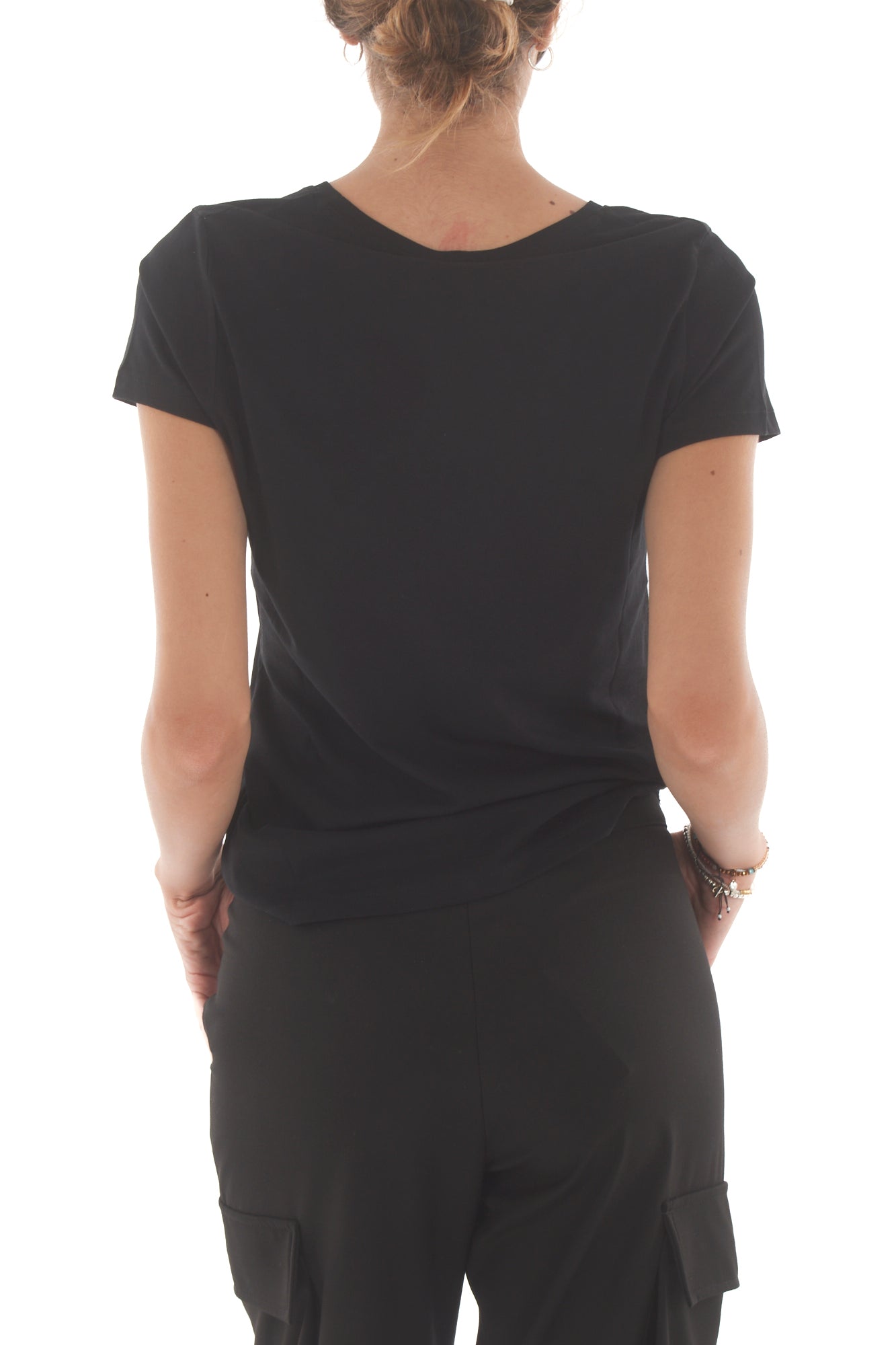 T-shirt con fiocco strass Susy mix - Nero