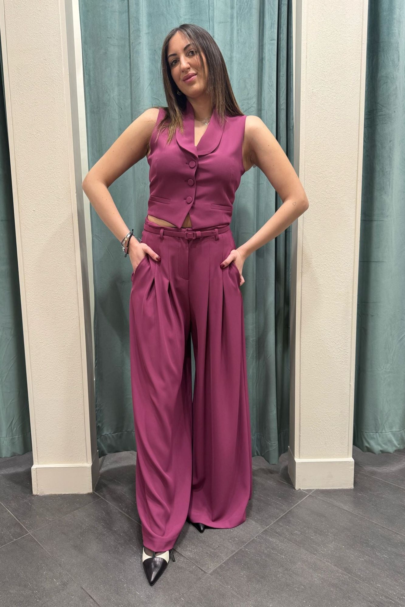 IMPERIAL Pantalone palazzo Imperial - Magenta Magenta