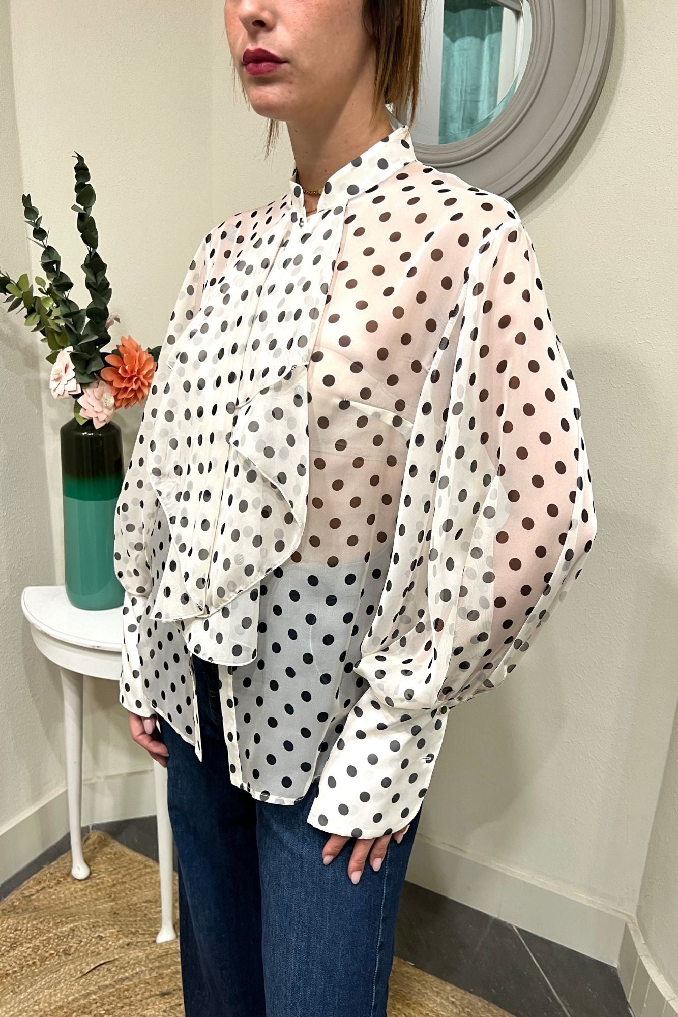 Camicia a pois con rouge Imperial