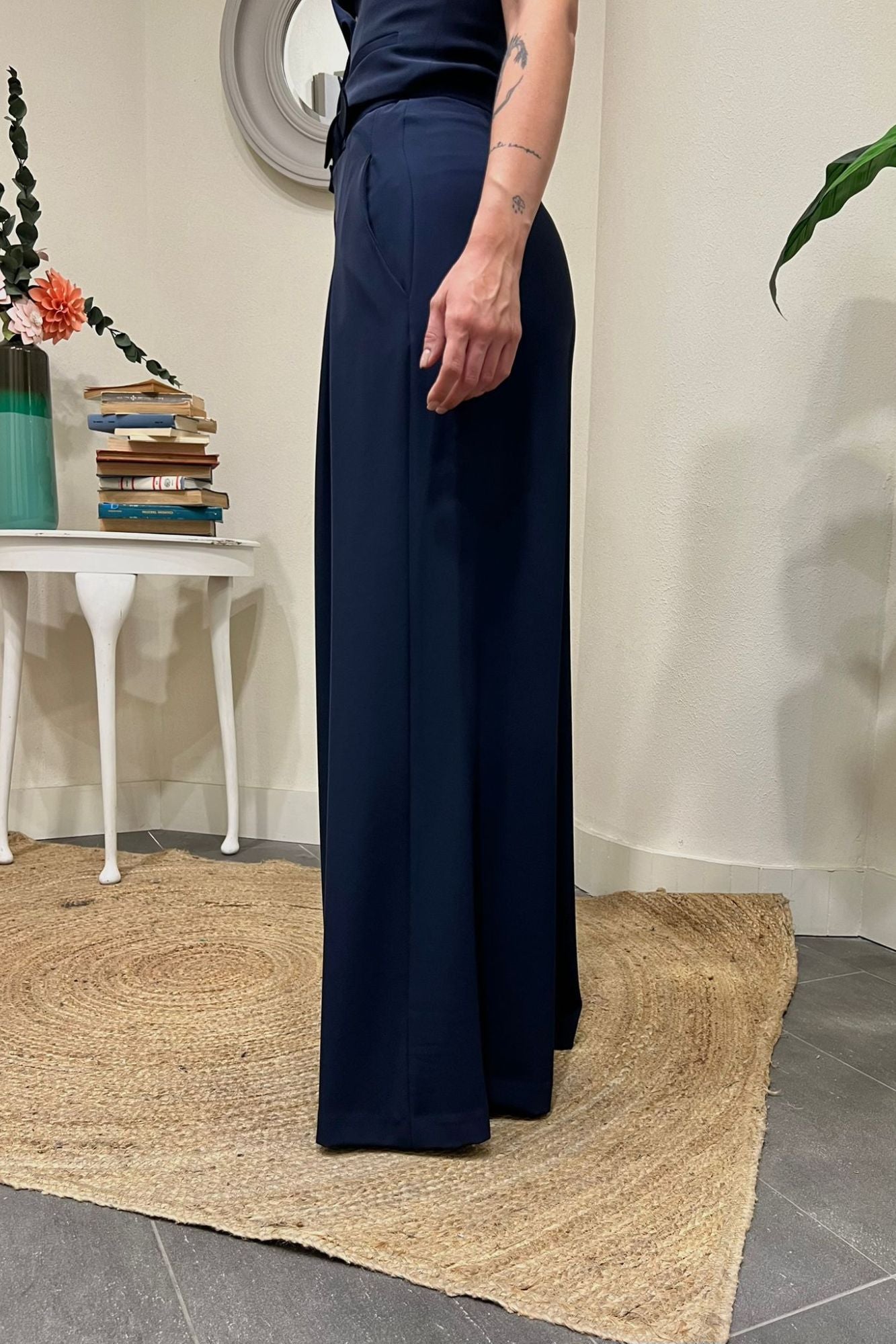 IMPERIAL Pantalone palazzo con cintina Imperial Blu