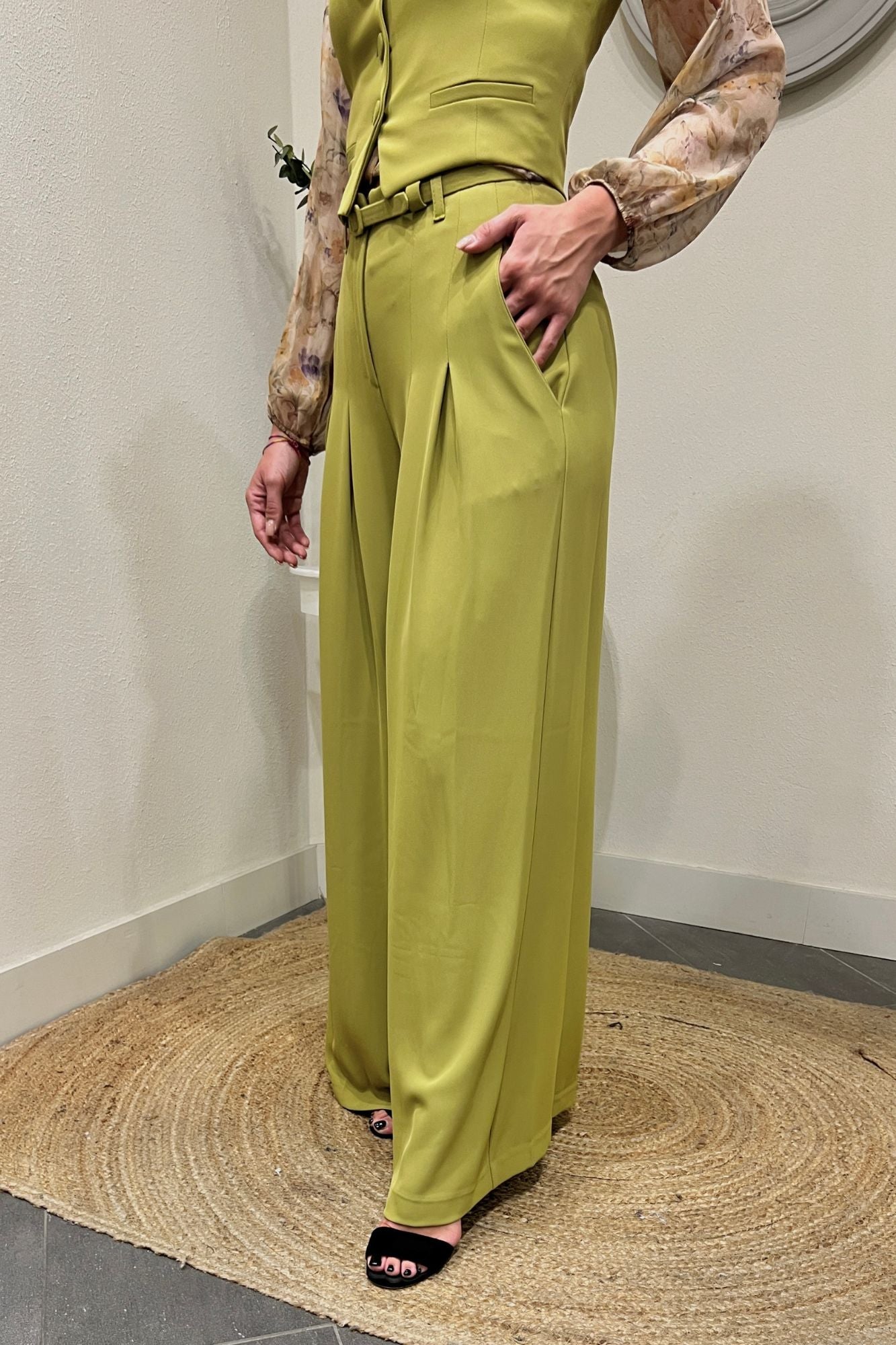IMPERIAL Pantalone palazzo con cintina Imperial Olio