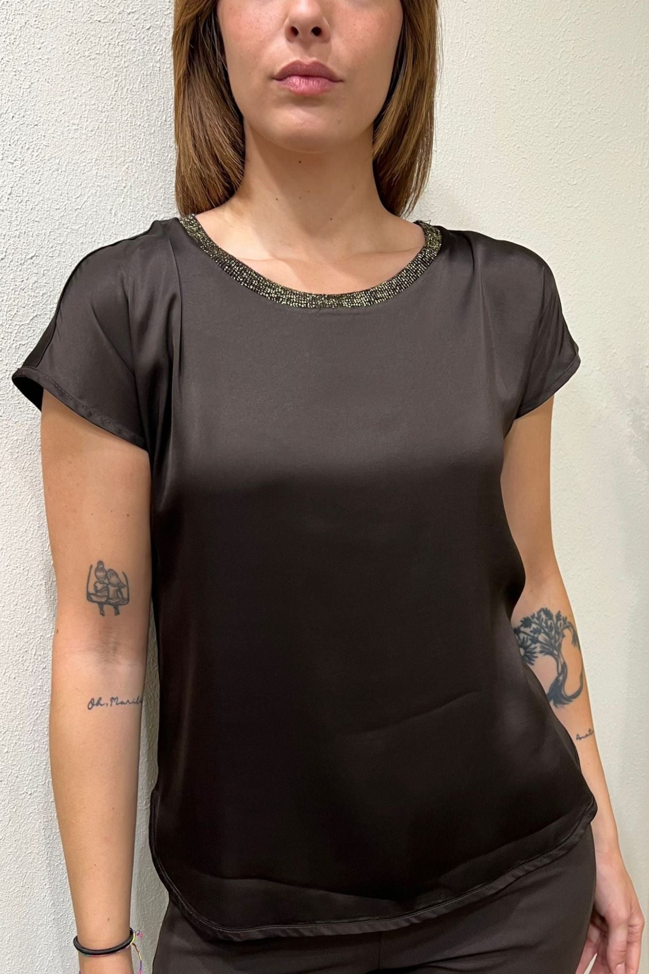 MOTEL Blusa in viscosa Motel Moka