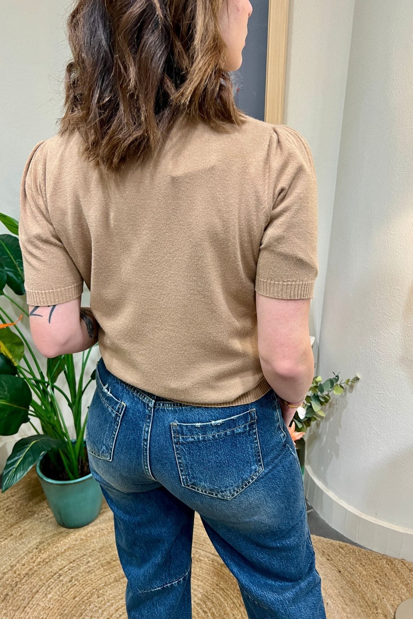 MOTEL Lupetto mezza manica Motel Cammello