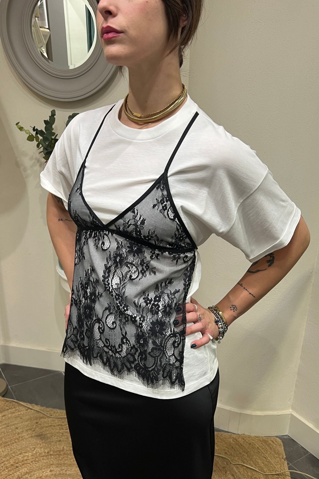SOUVENIR T shirt con pizzo Souvenir Bianco