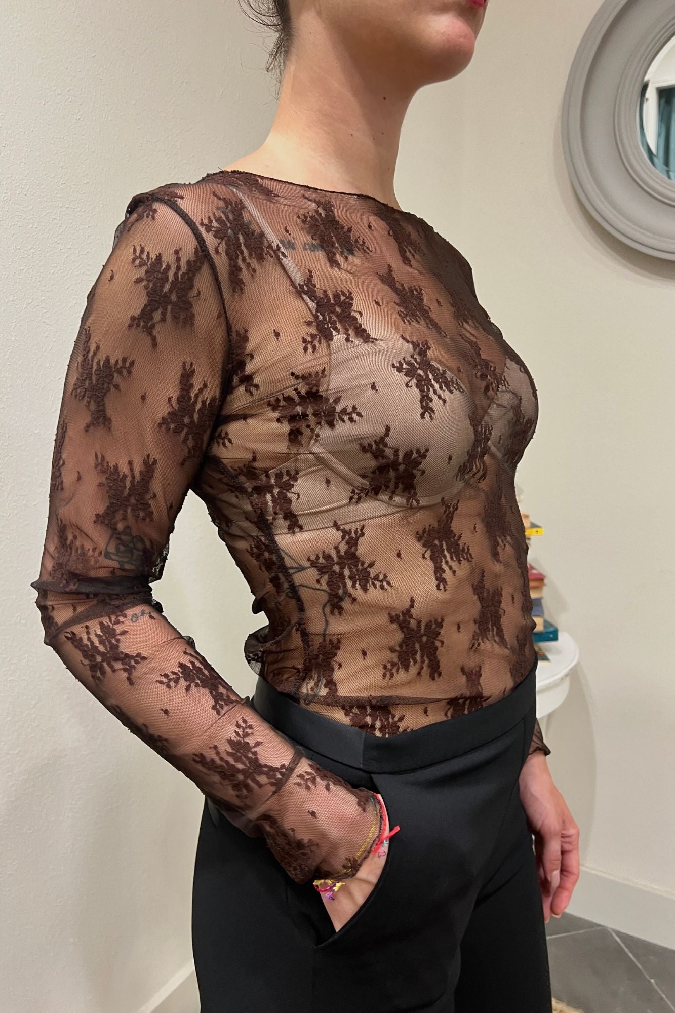 SUSY MIX Maglia in pizzo Susy mix Moro