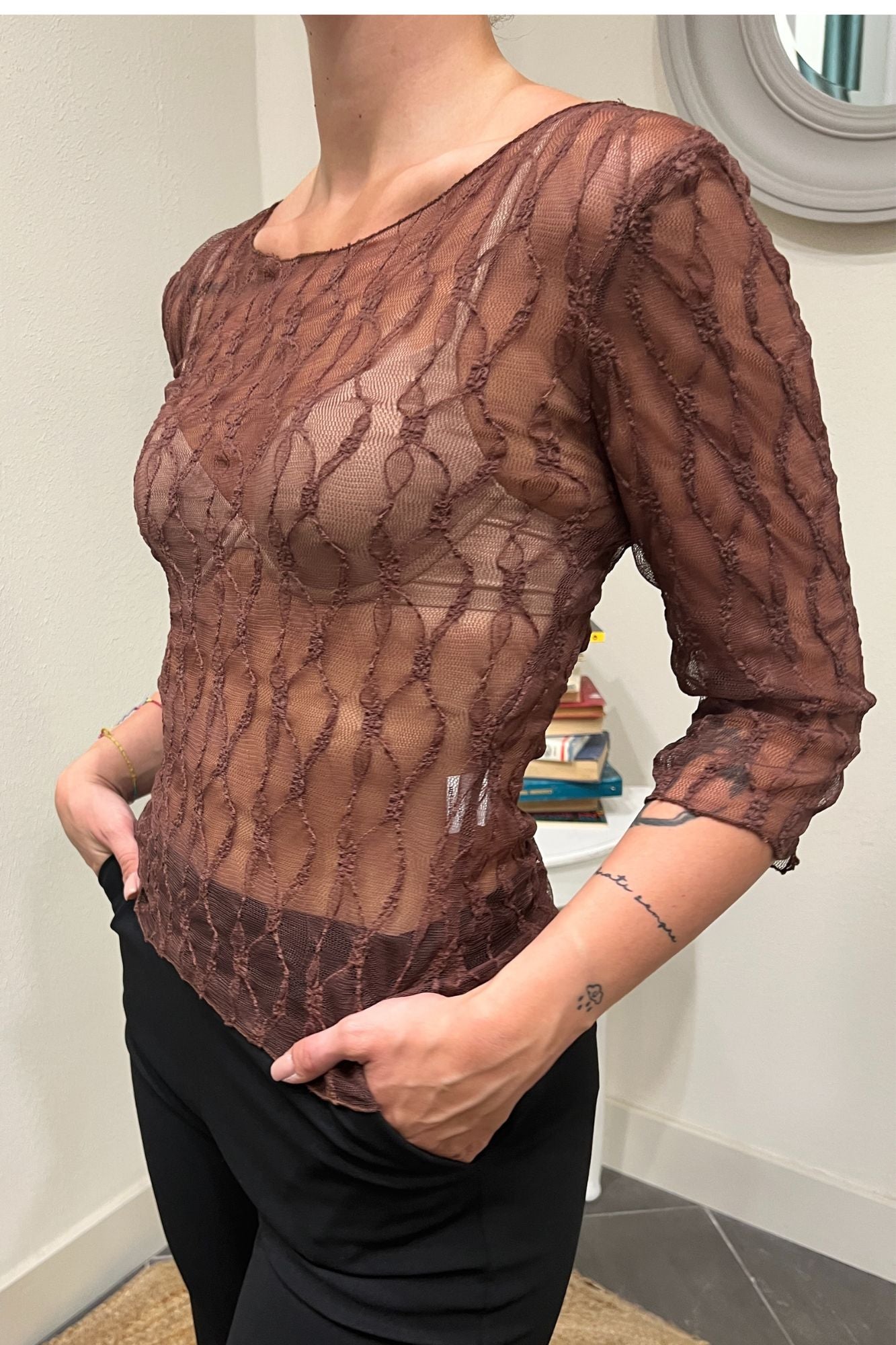 SUSY MIX Maglia in pizzo Susy mix Moro