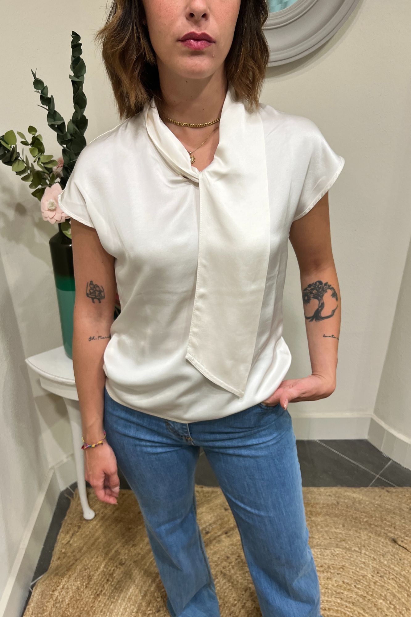 SUSY MIX Blusa smanicata in viscosa Susy mix Burro