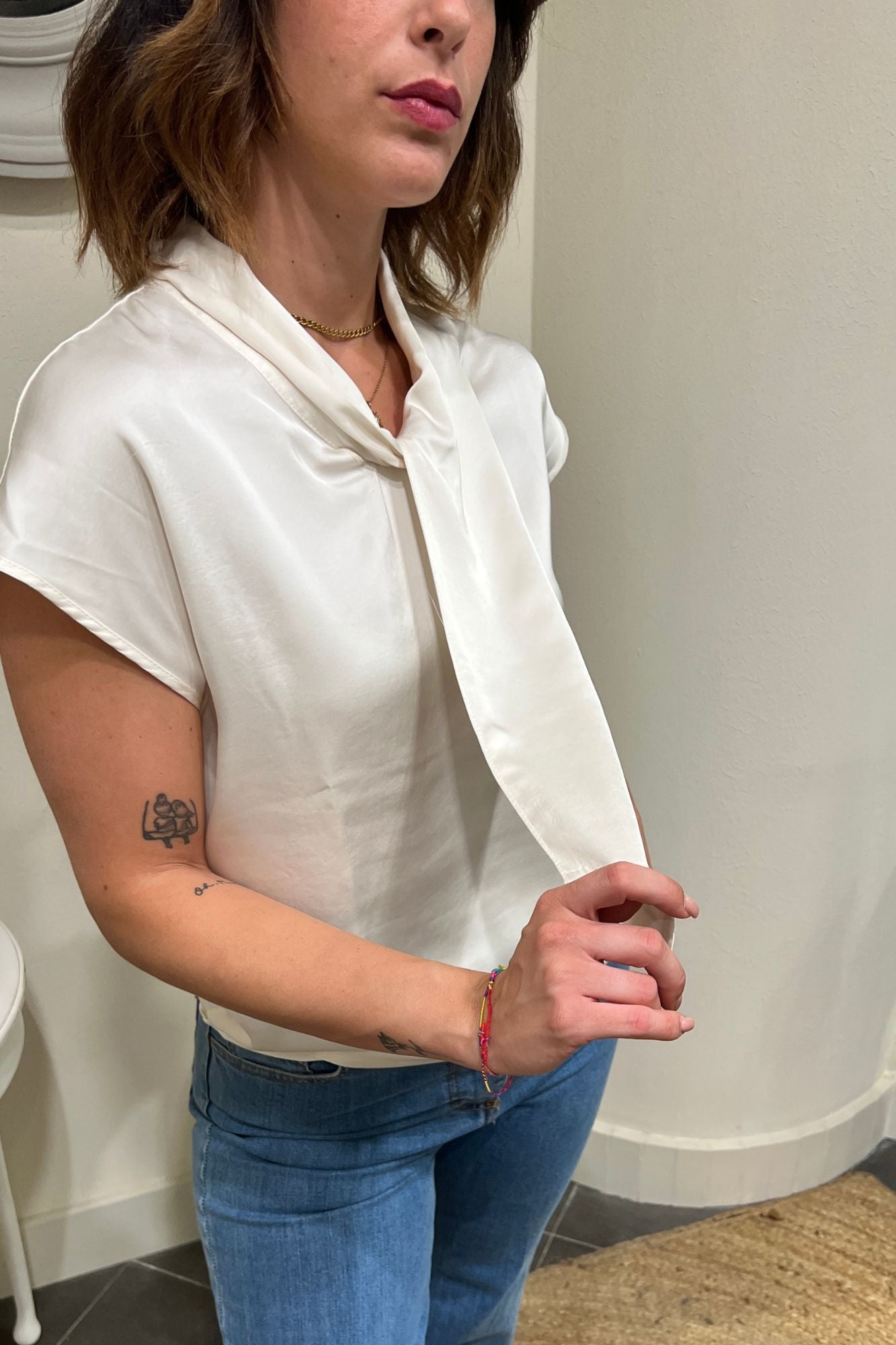 SUSY MIX Blusa smanicata in viscosa Susy mix Burro