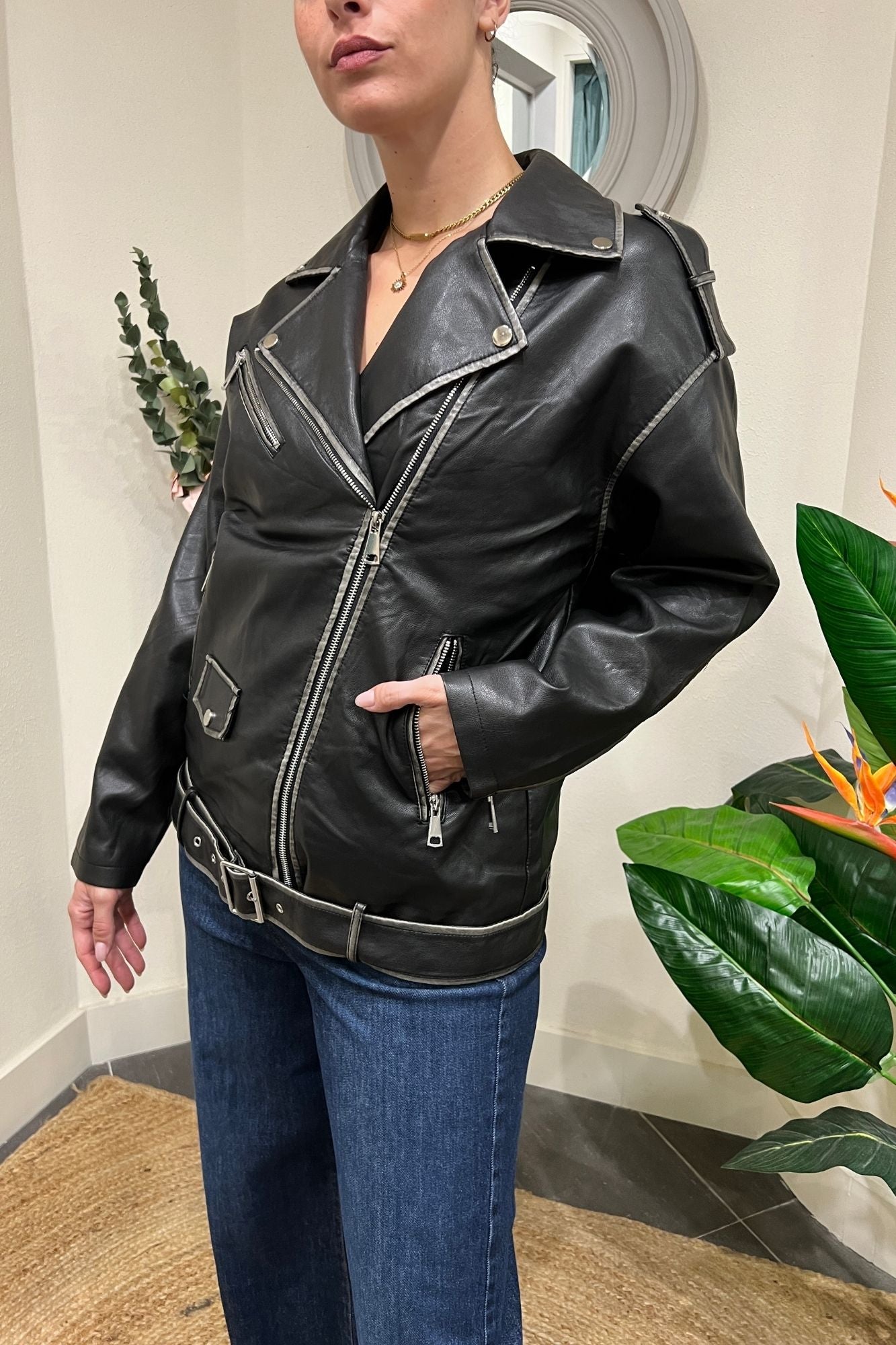 SUSY MIX Chiodo effetto vintage Susy mix Nero