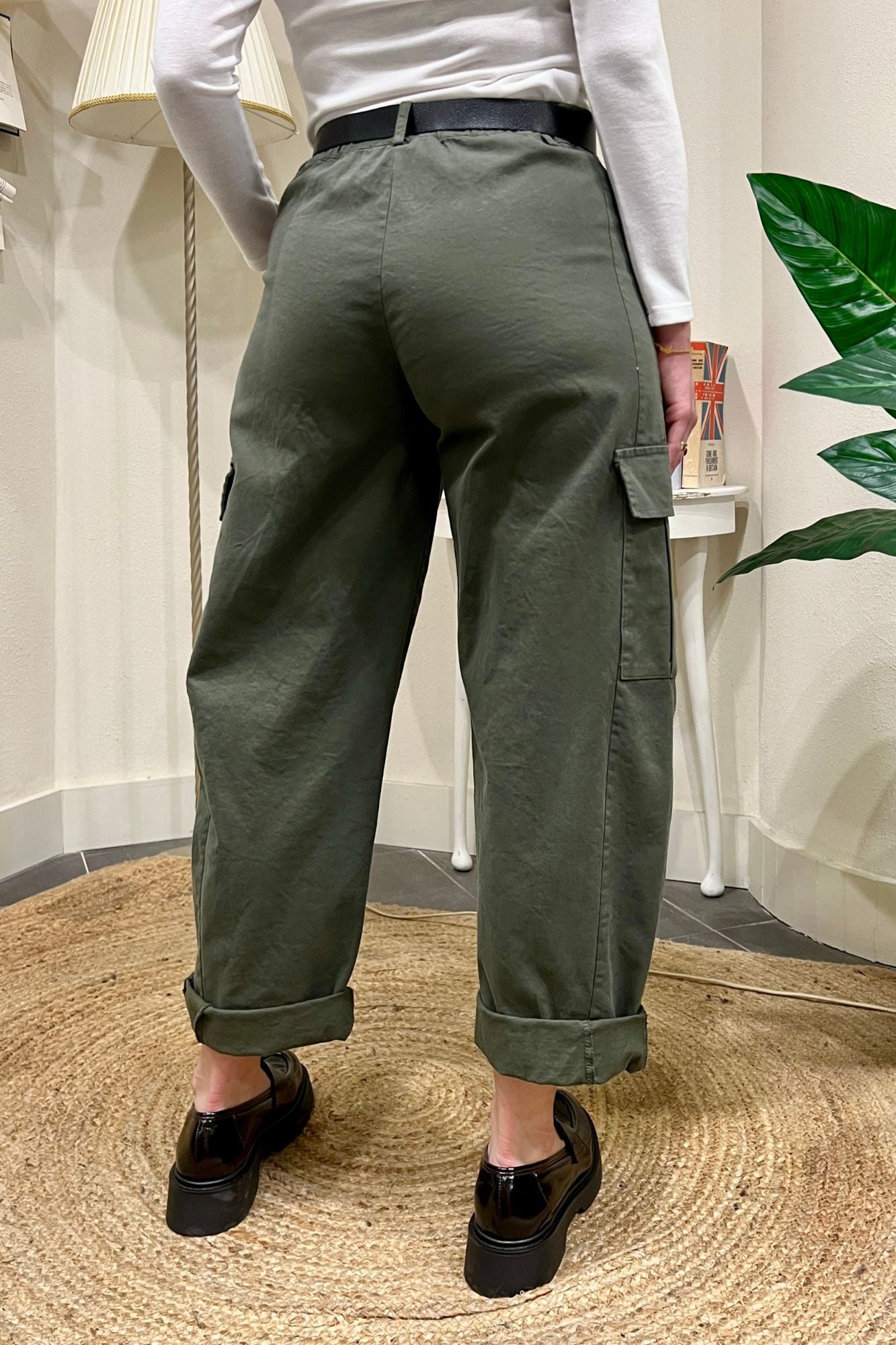 Pantalone con tasconi Verde Susy mix