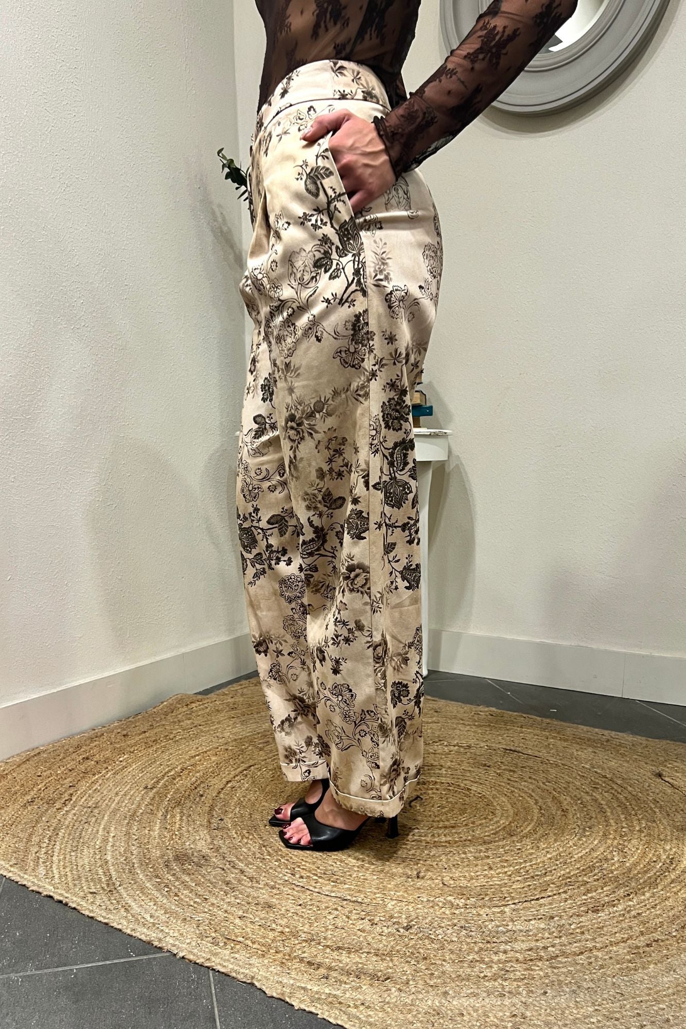 SUSY MIX Pantalone a palazzo fantasia Susy mix Sabbia