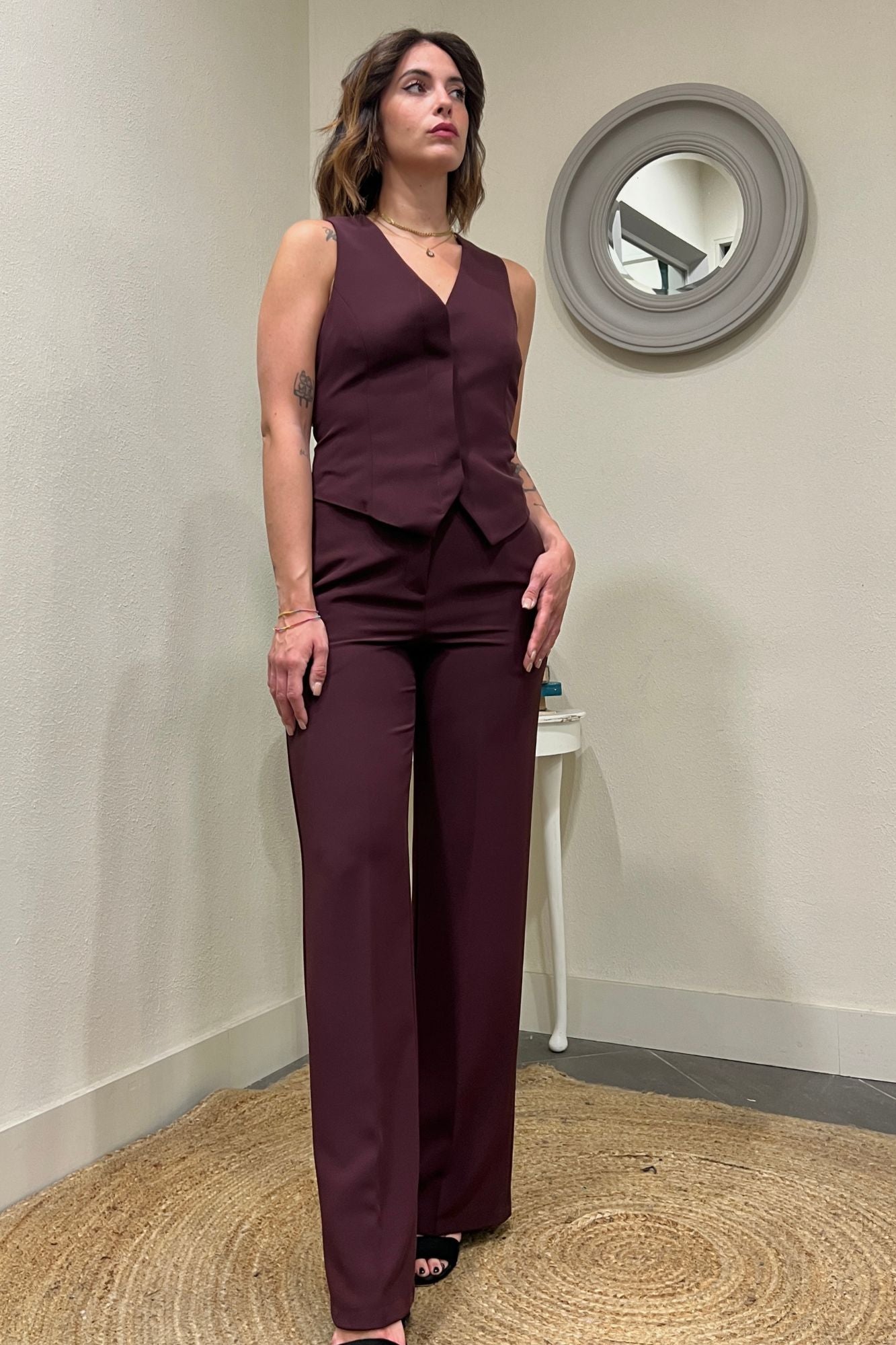 SUSY MIX Completo gilet e pantalone Susy mix Vino