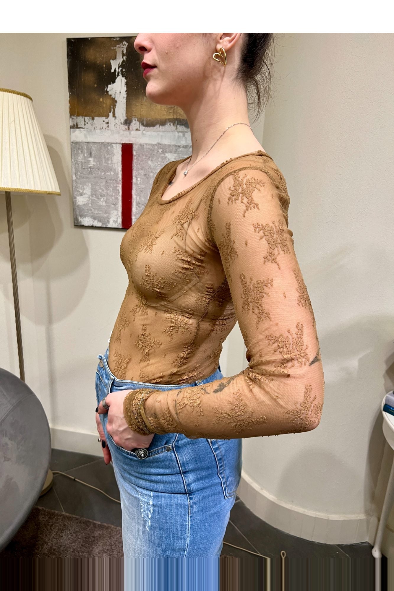 IMPERIAL Maglia in pizzo Imperial Tabacco