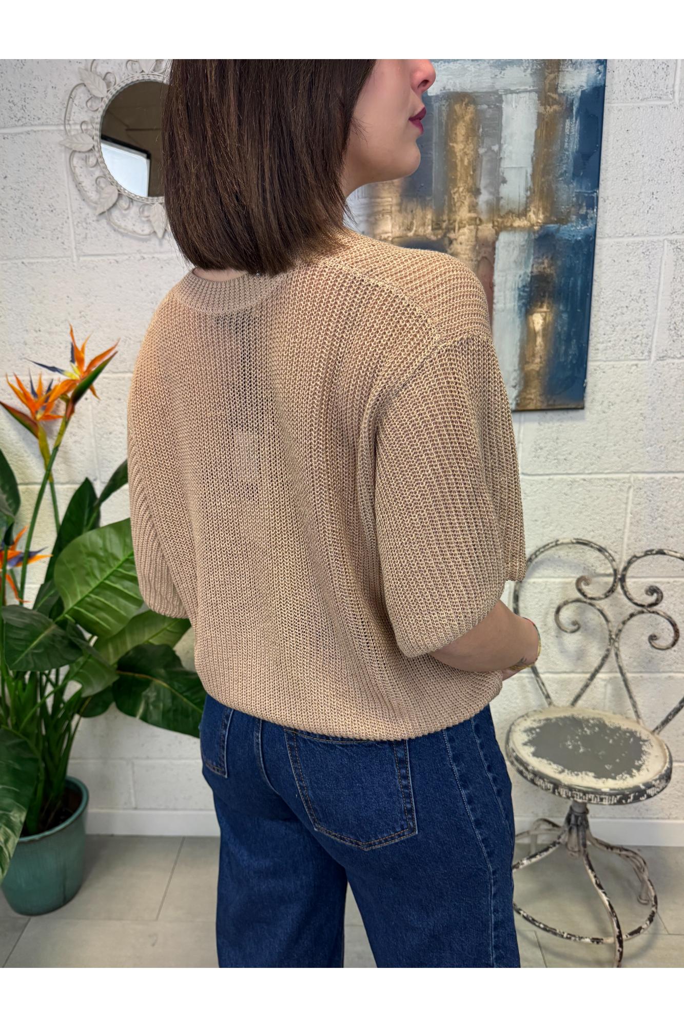 LE STREGHE Maglia scollo v Le streghe Beige