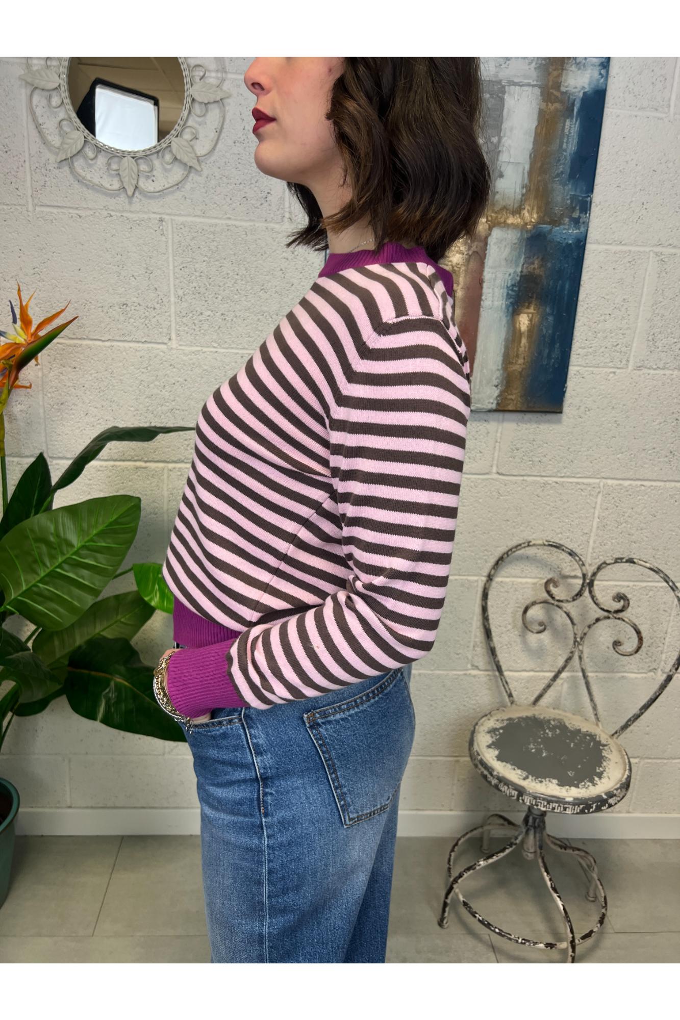 METOO Maglia filo rigata Metoo Rosa