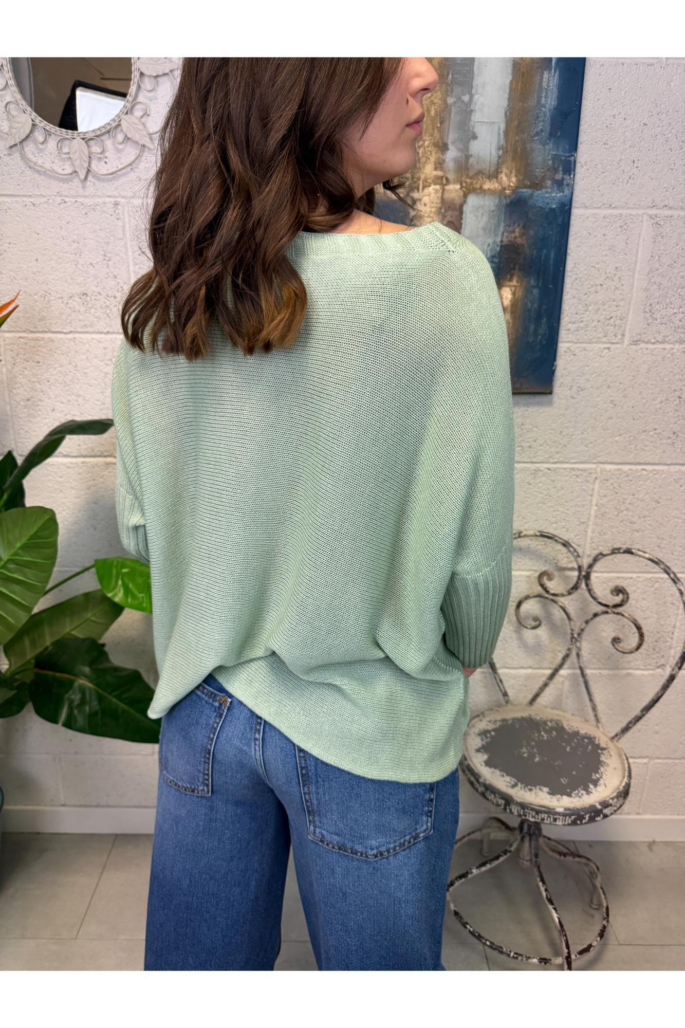 METOO Maglia con polsino Verde