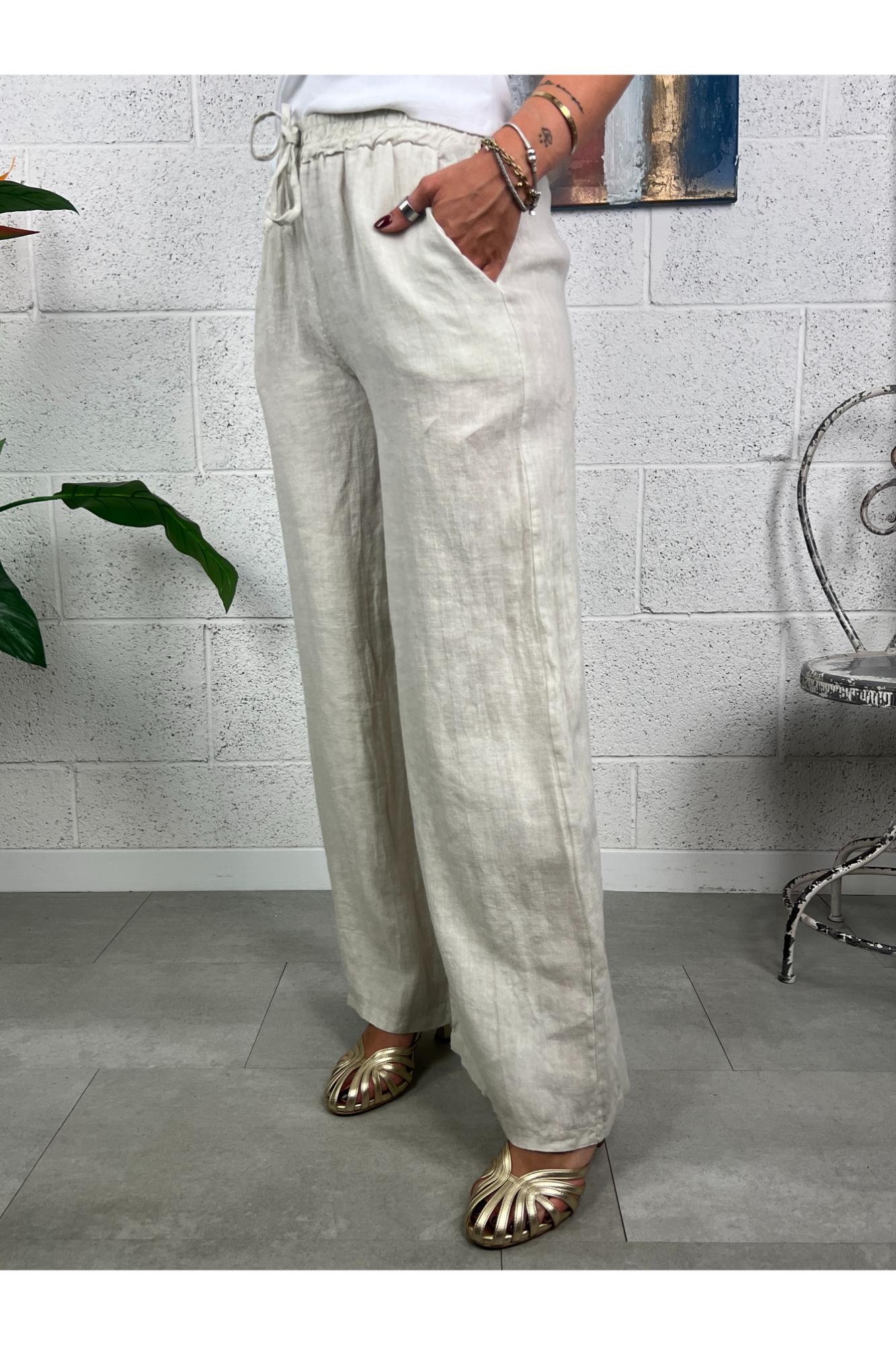 METOO Pantalone palazzo di lino Metoo Sabbia
