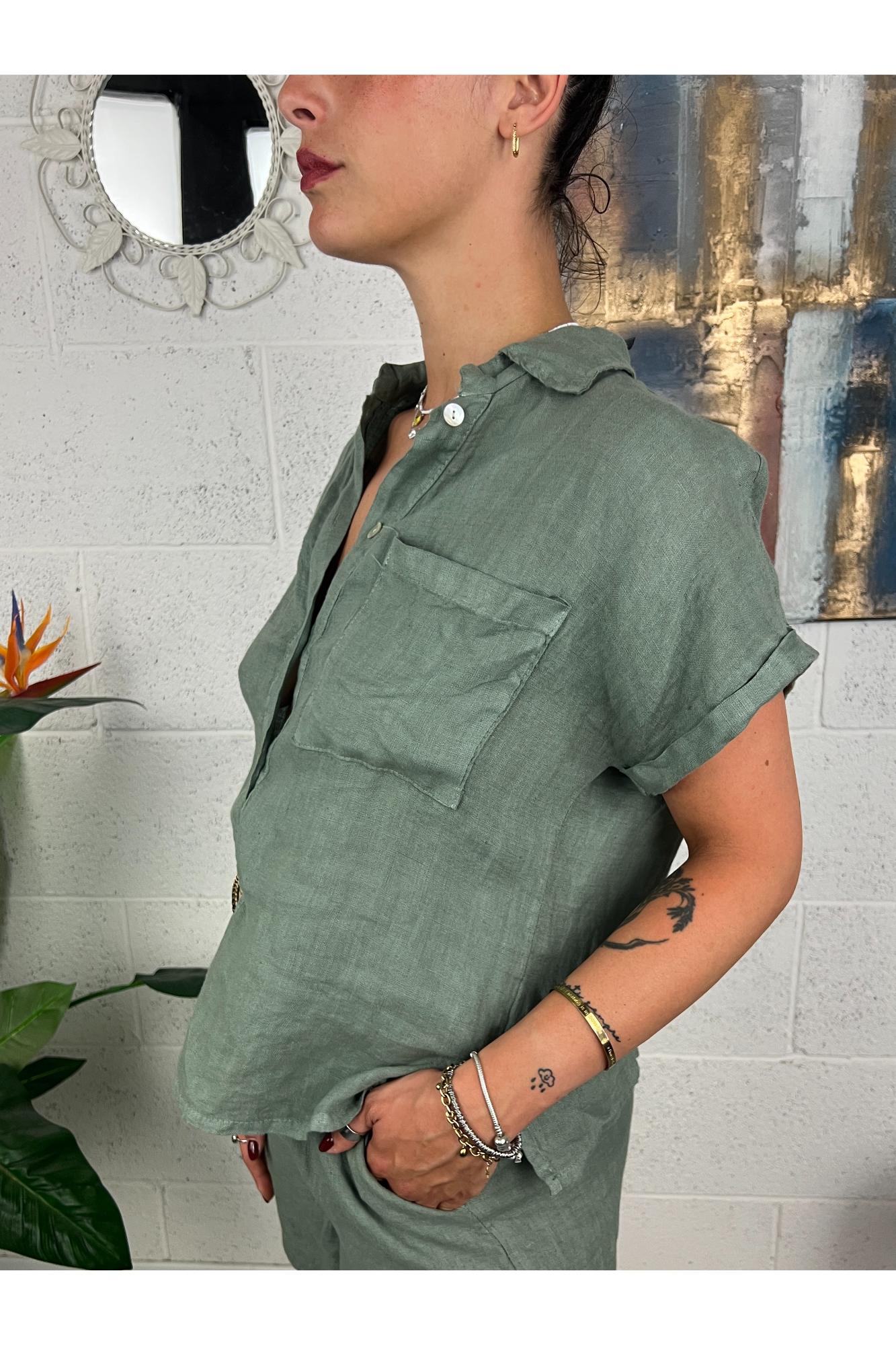 METOO Camicia di lino Metoo Salvia