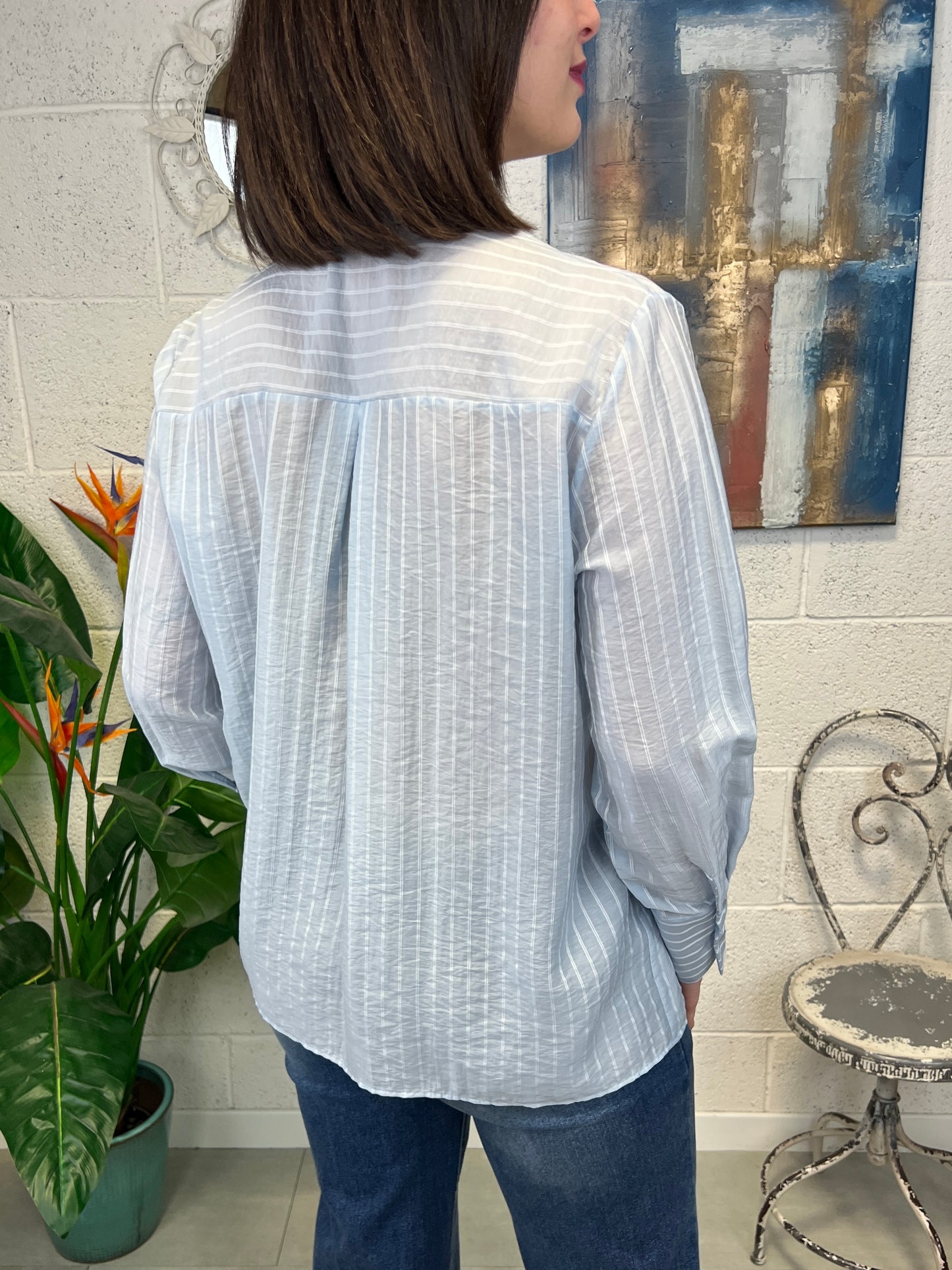 METOO Camicia rigata Metoo Celeste