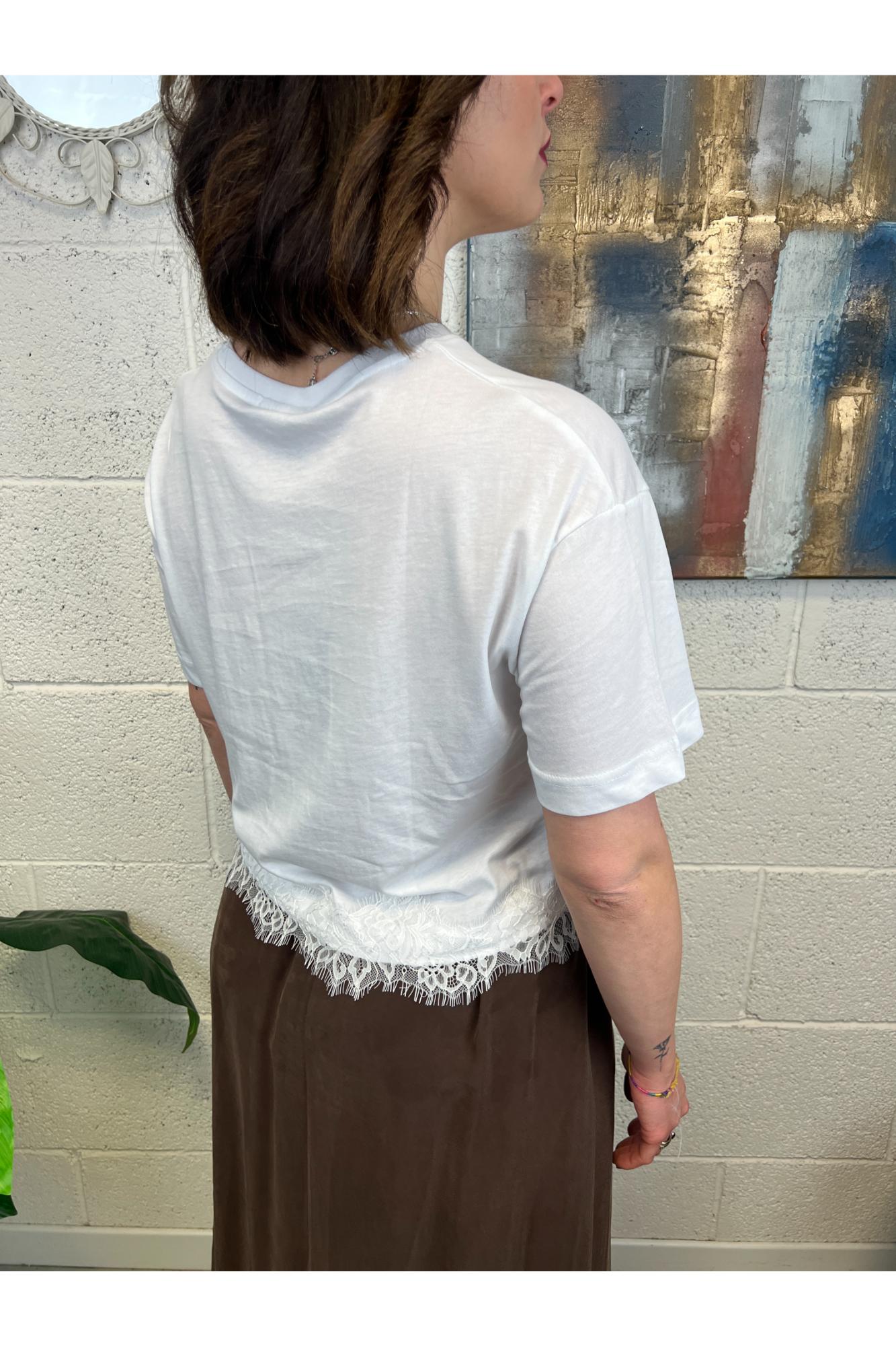 METOO T-shirt con pizzo Metoo Bianco