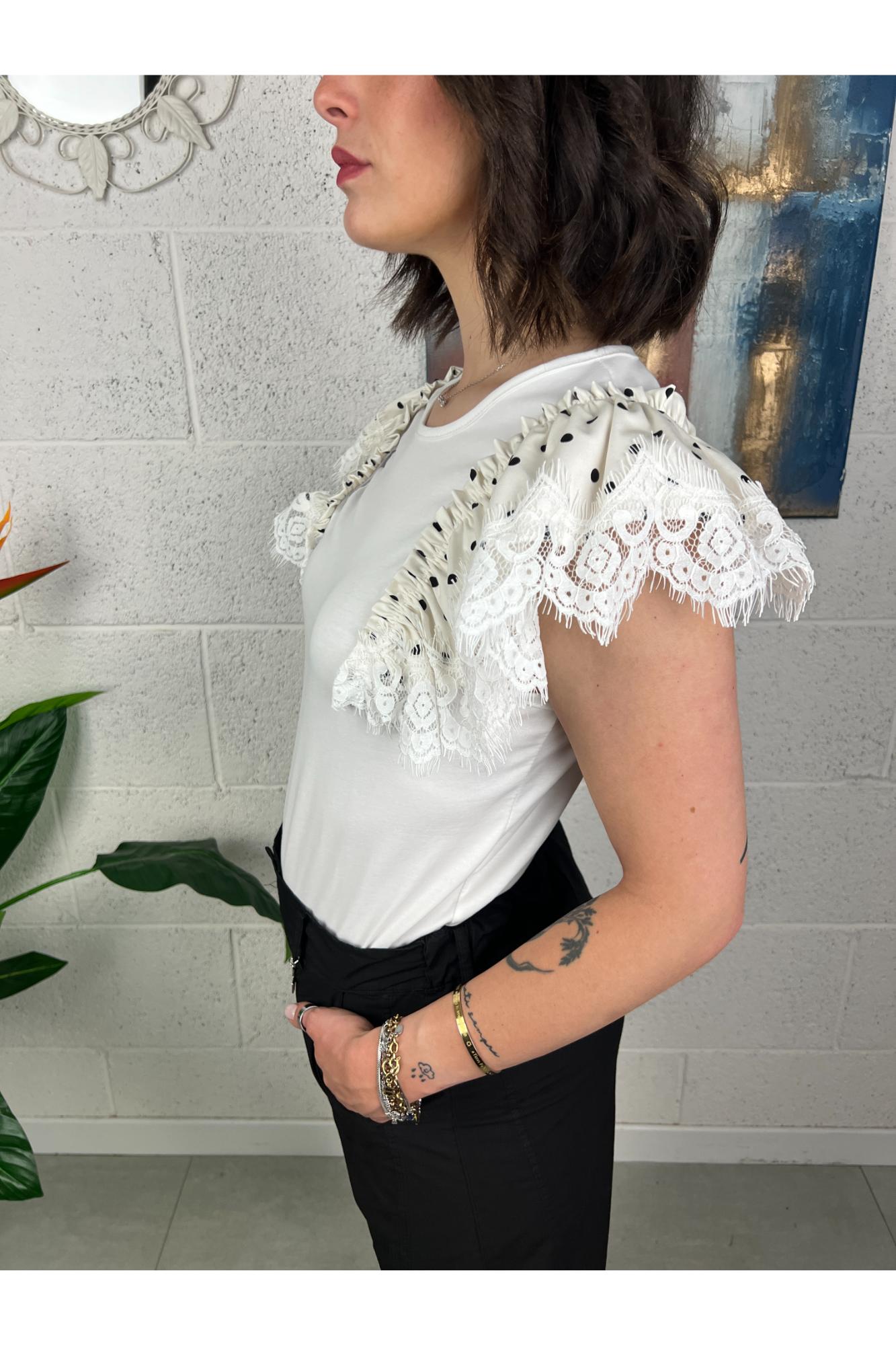 METOO T-shirt con voila a pois Metoo Bianco