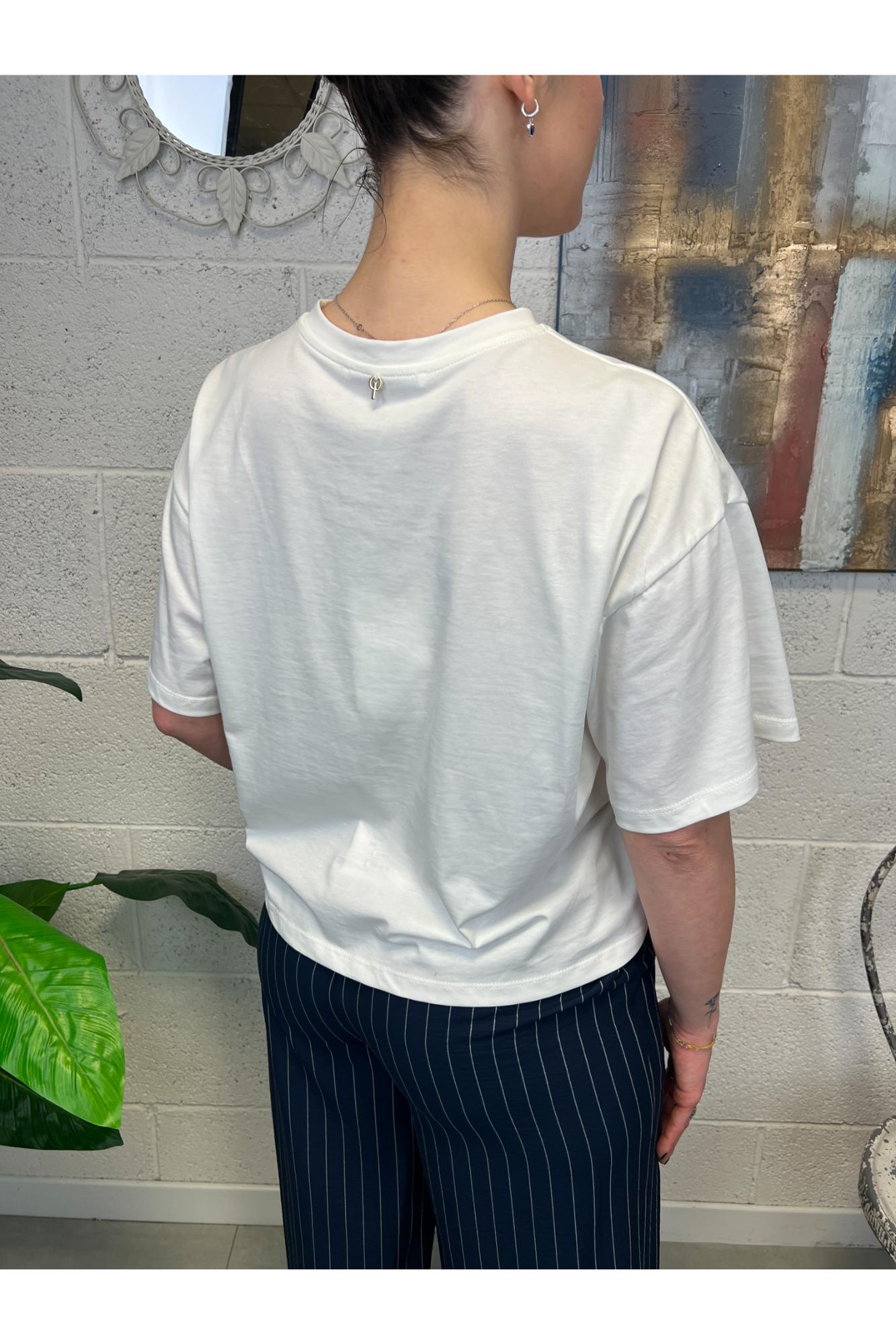 PHILIA LOFT T- shirt con taschino uncinetto Philia loft Panna