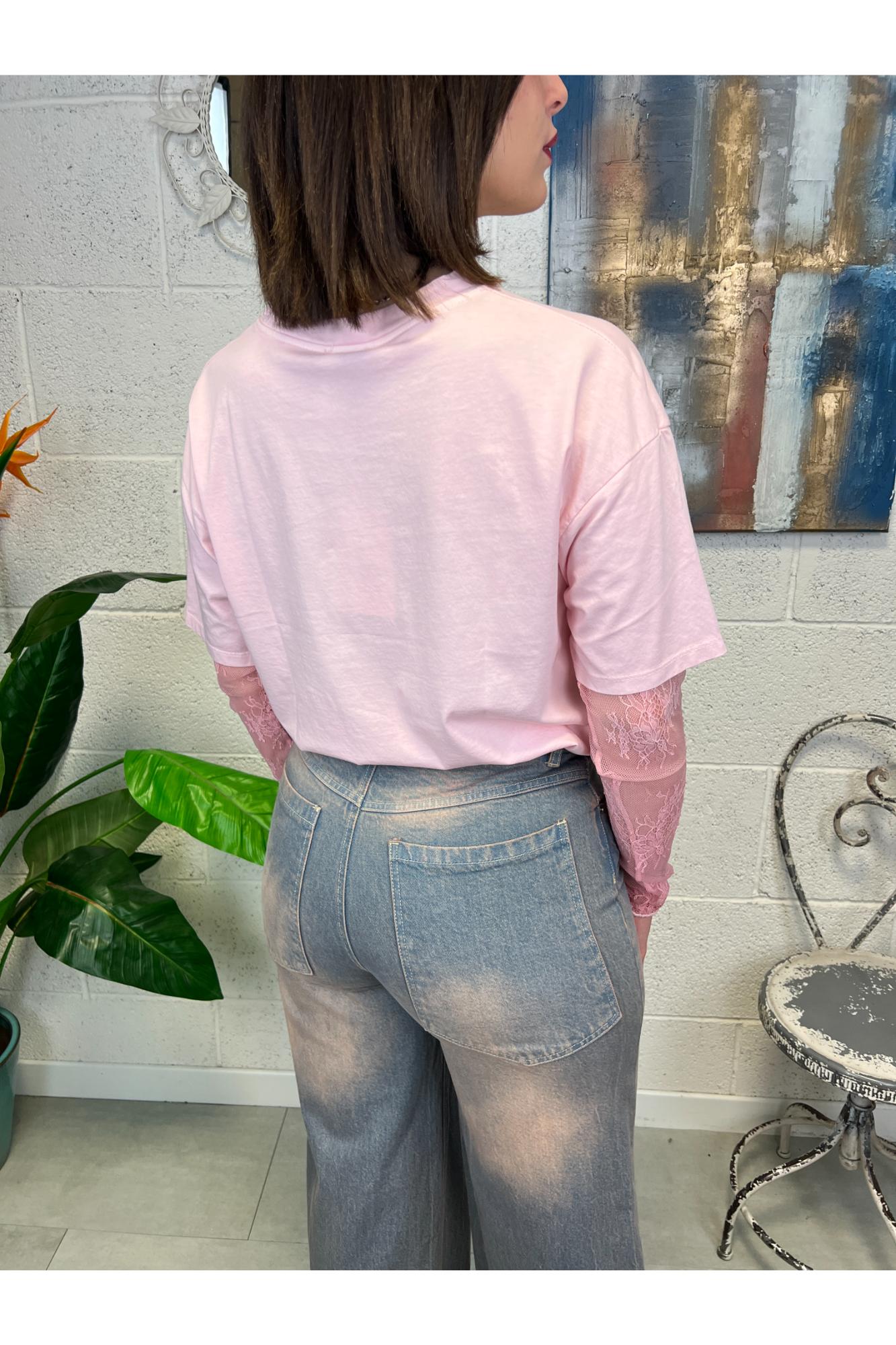 SUSY MIX T-shirt con pizzo Susy mix Rosa