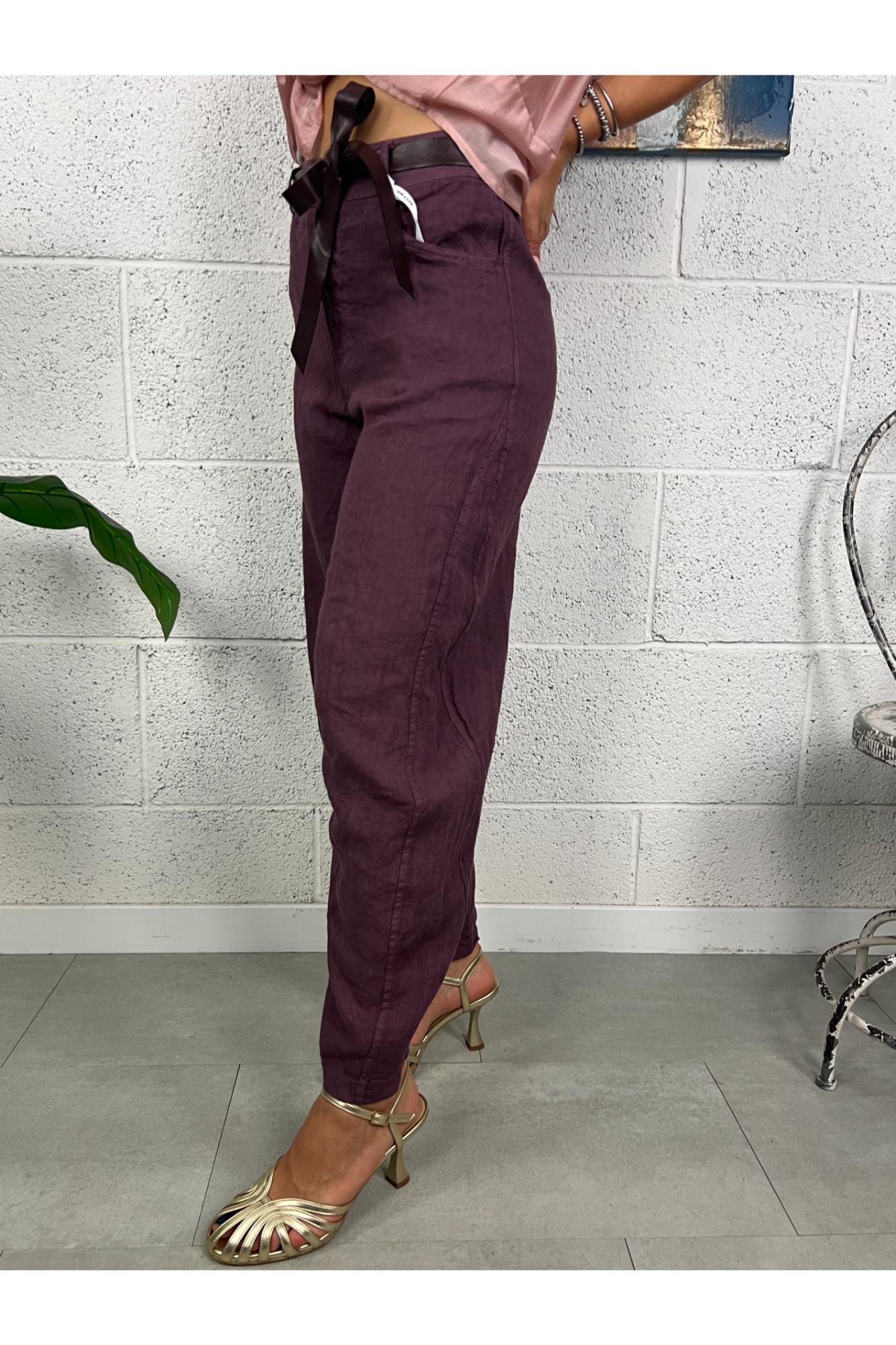 SUSY MIX Pantalone banner di lino Susy mix Fico