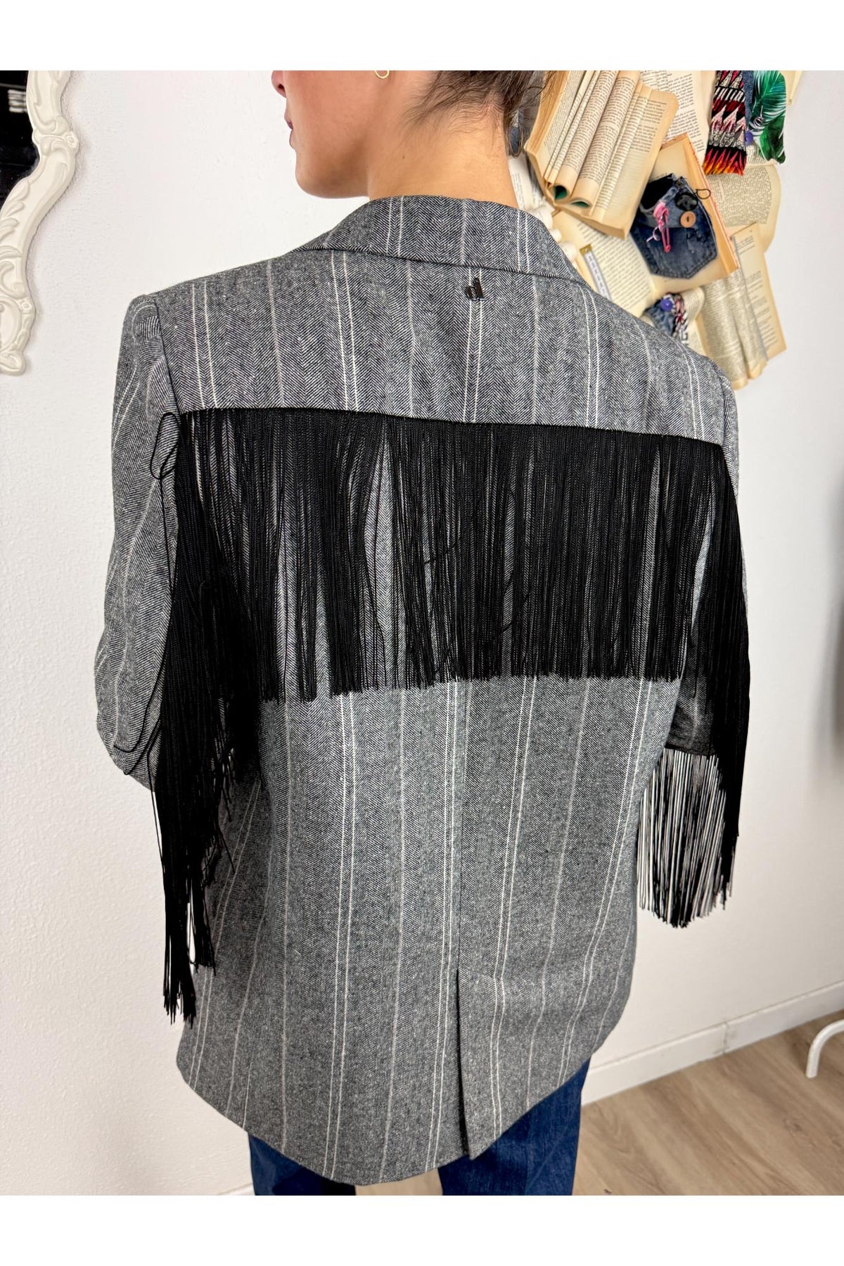 DIXIE Giacca spinata con frange Dixie Beige