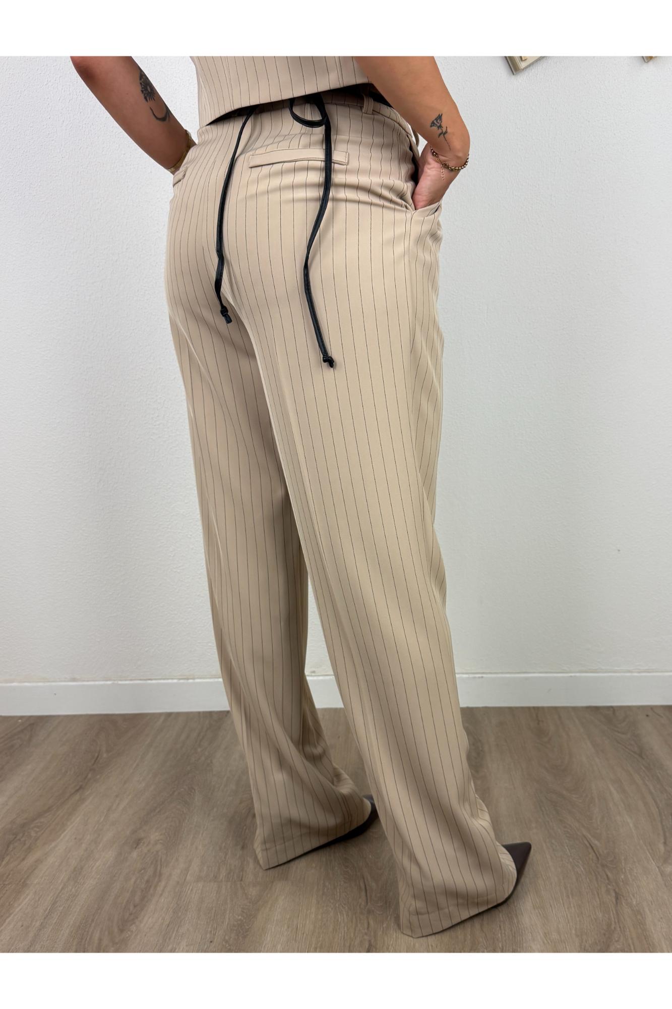 IMPERIAL Pantalone palazzo gessato Imperial Beige
