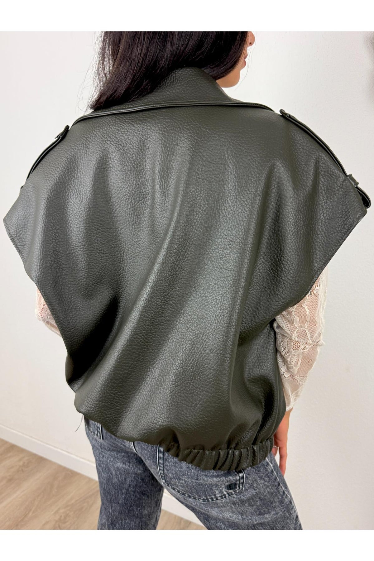 METOO Gilet over in ecopelle Metoo Verde