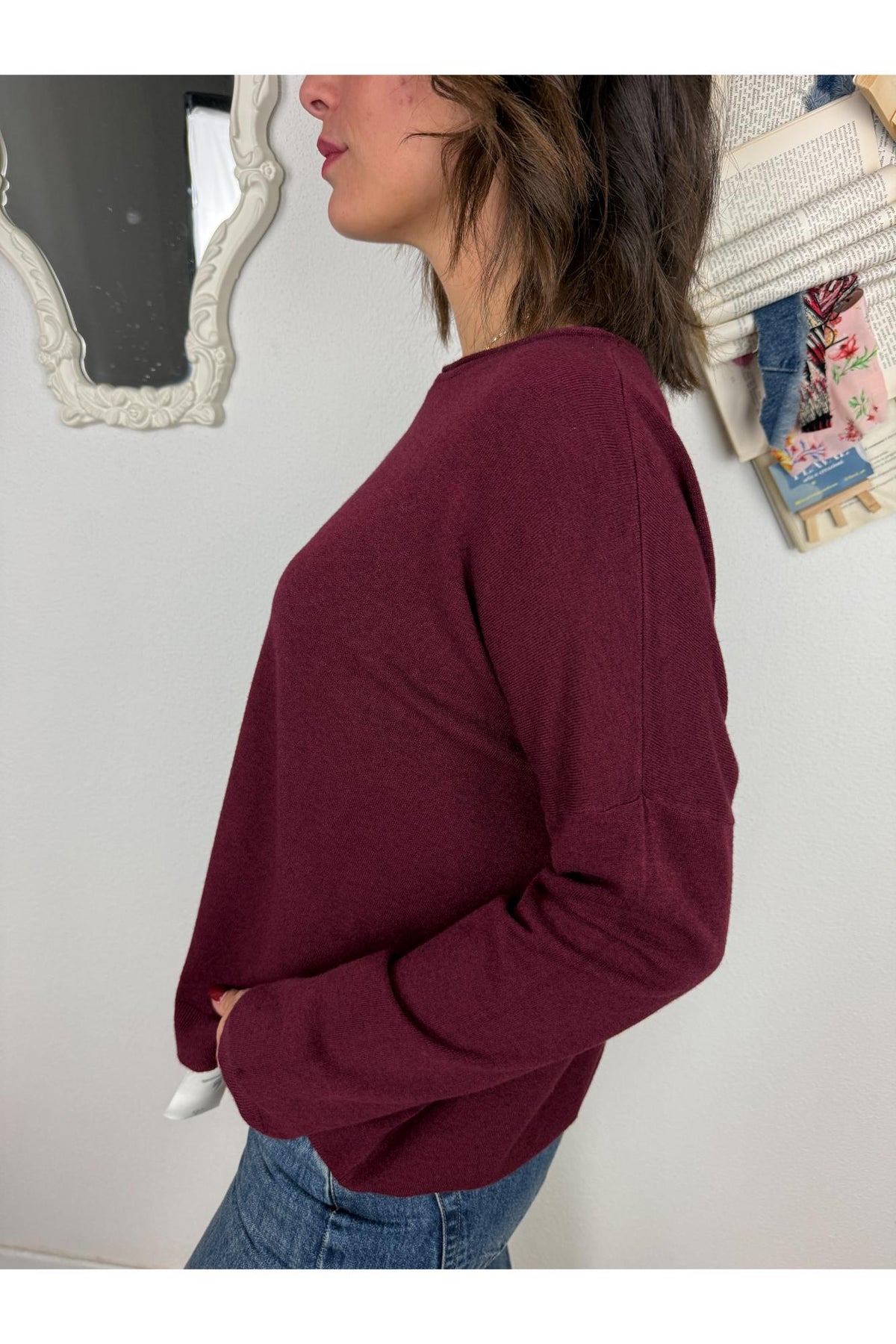 METOO Maglia girocollo taglia dritta Metoo Bordeau