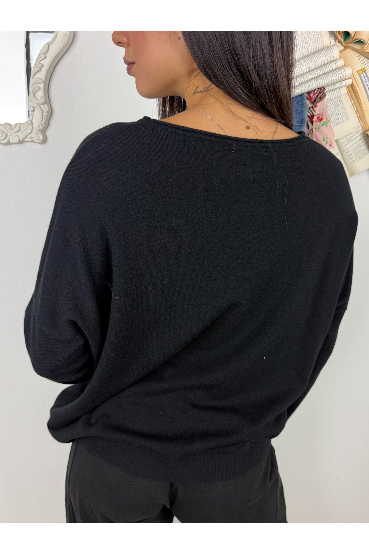 METOO Maglia girocollo taglia dritta Metoo Nero