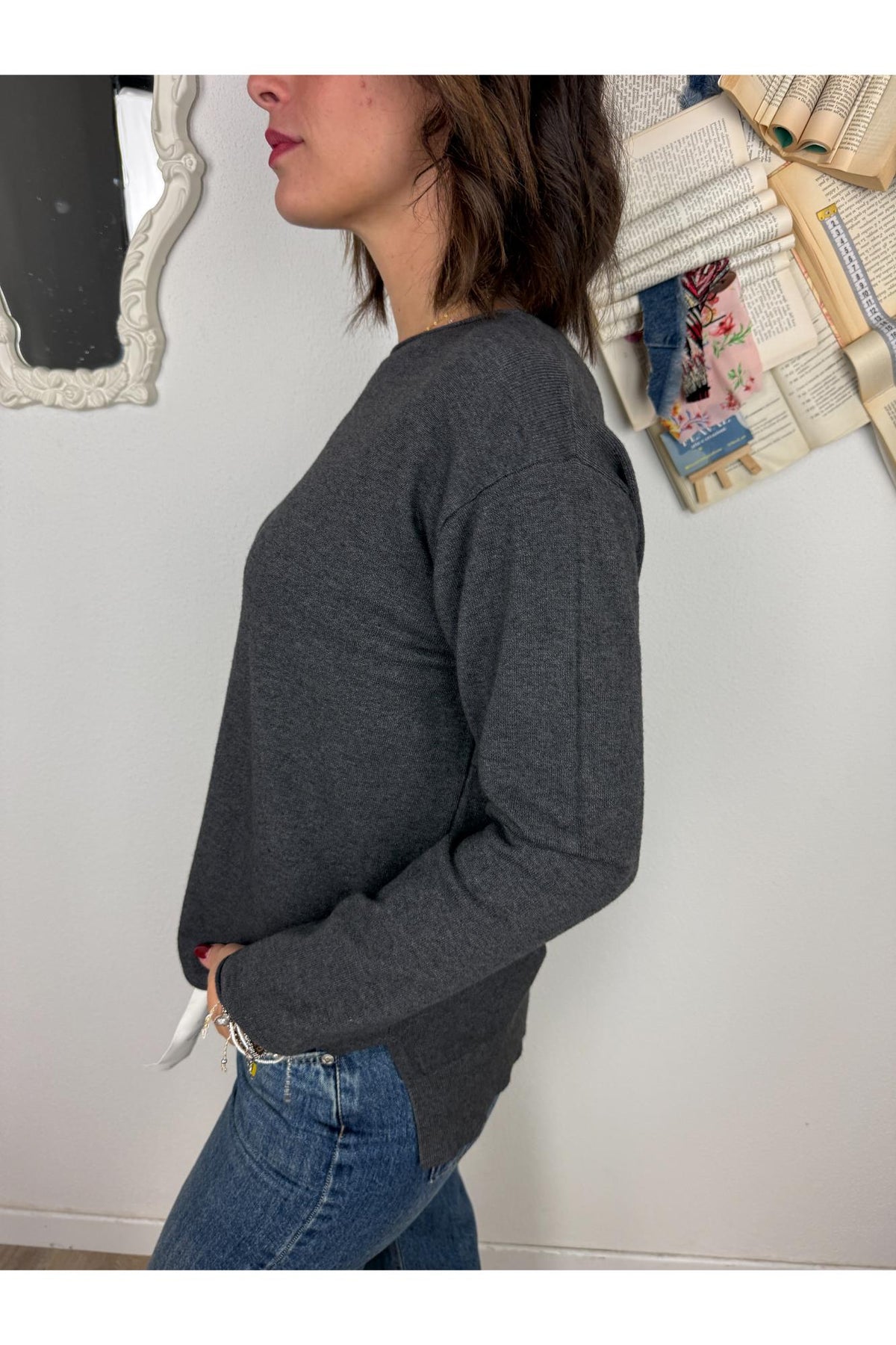 METOO Maglia dritta con spacchetti Metoo Moro
