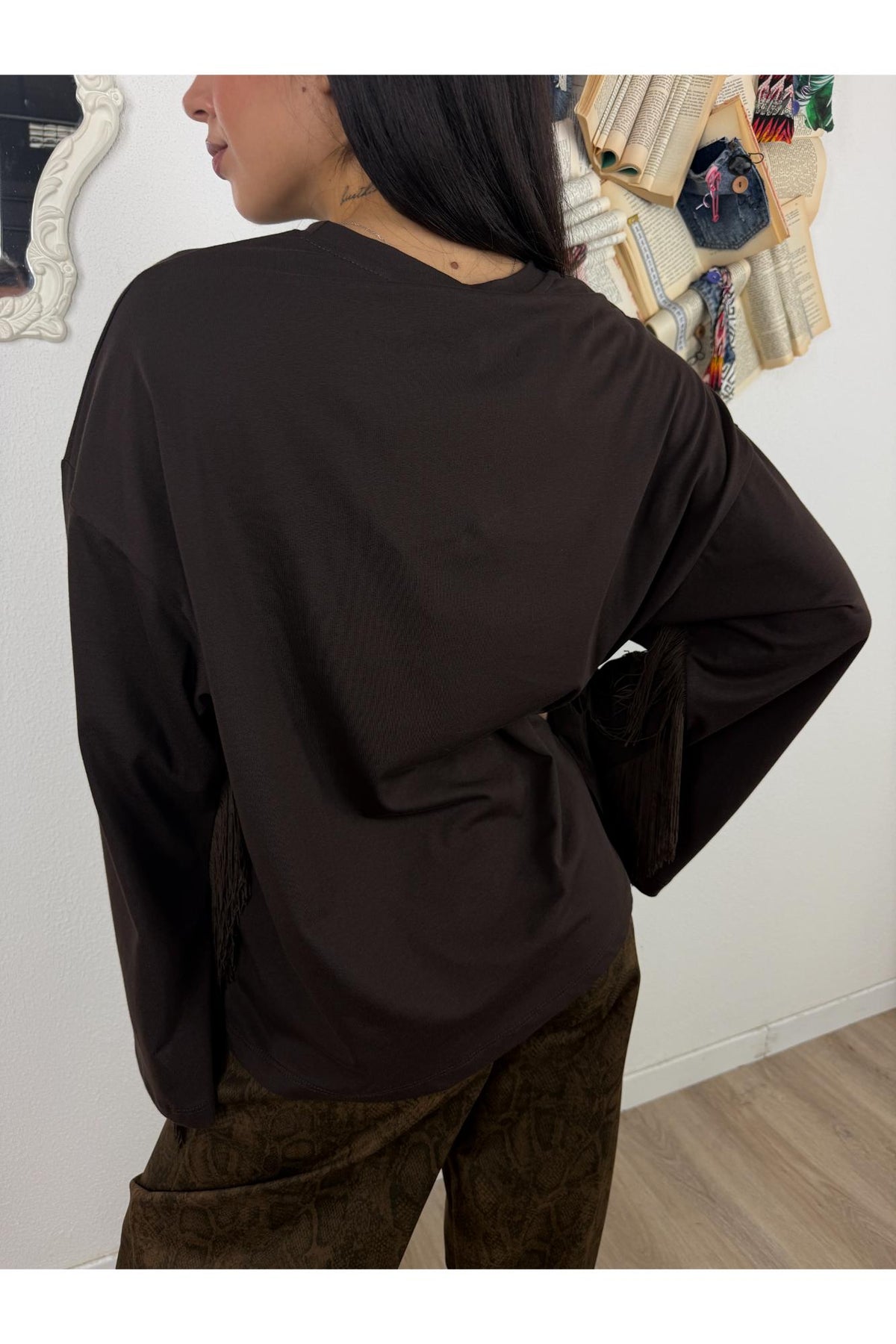 MOTEL Maglia over con frange Motel Moro