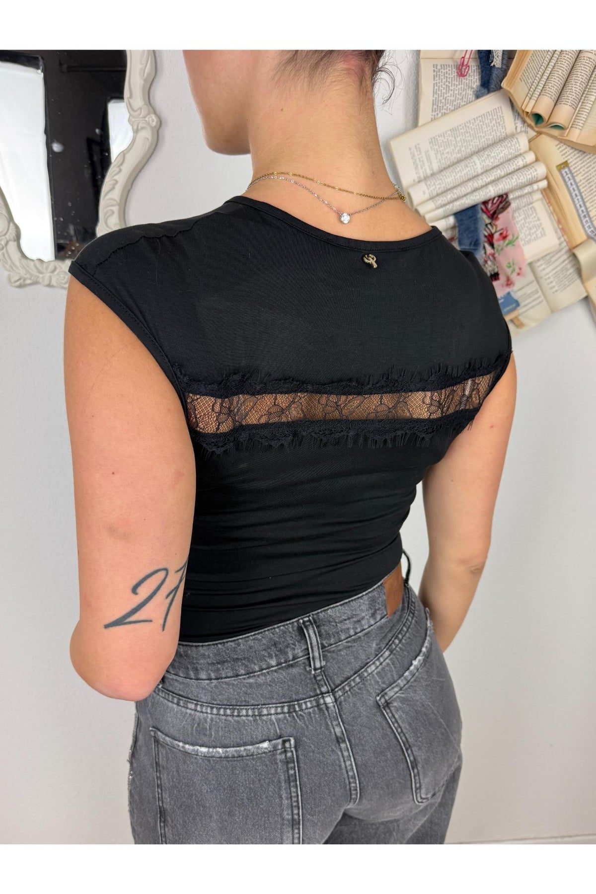 PHILIA LOFT Body con inserti in pizzo Philia loft Nero