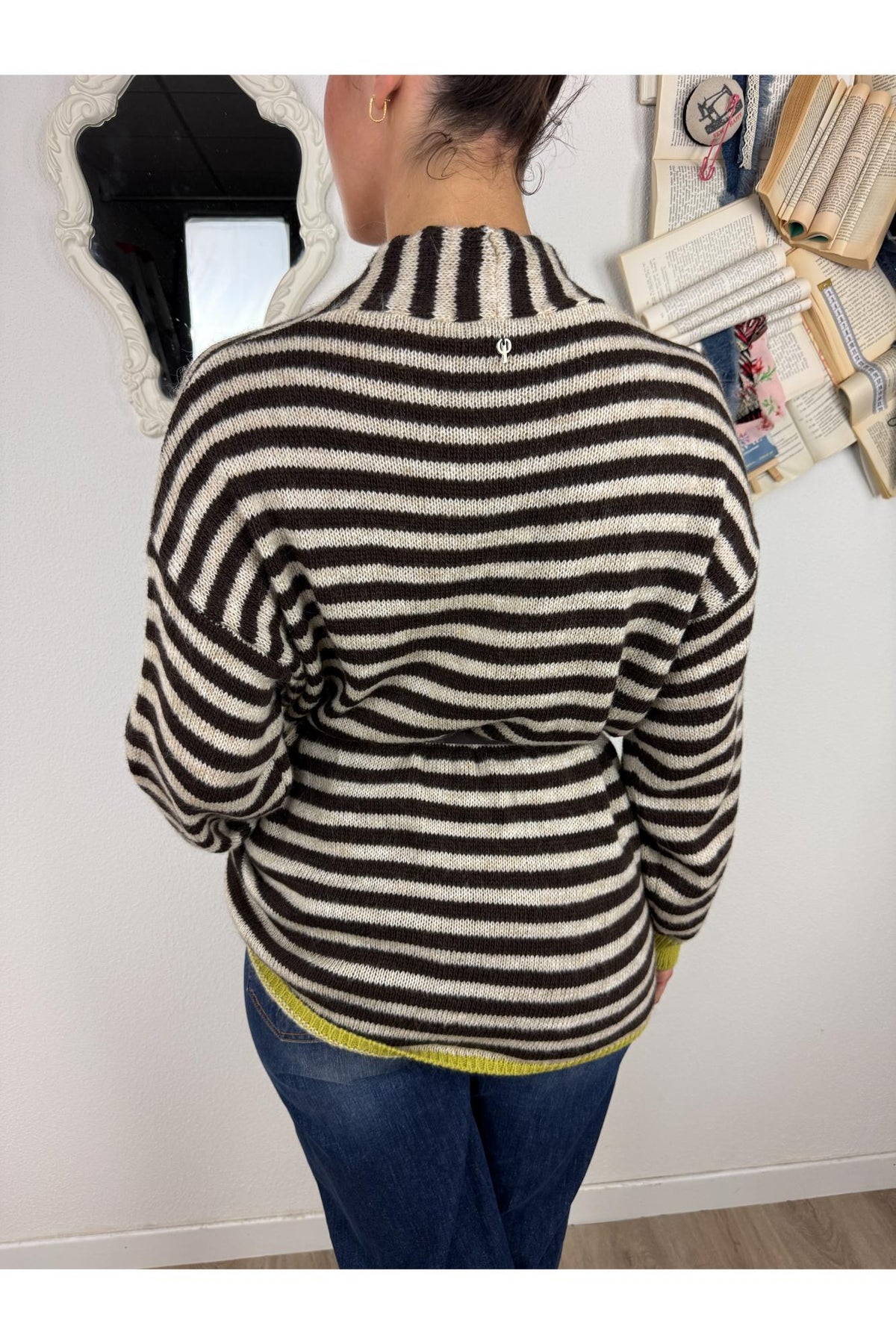 PHILIA LOFT Cardigan aperto rigato con contrasto Philia loft Moro