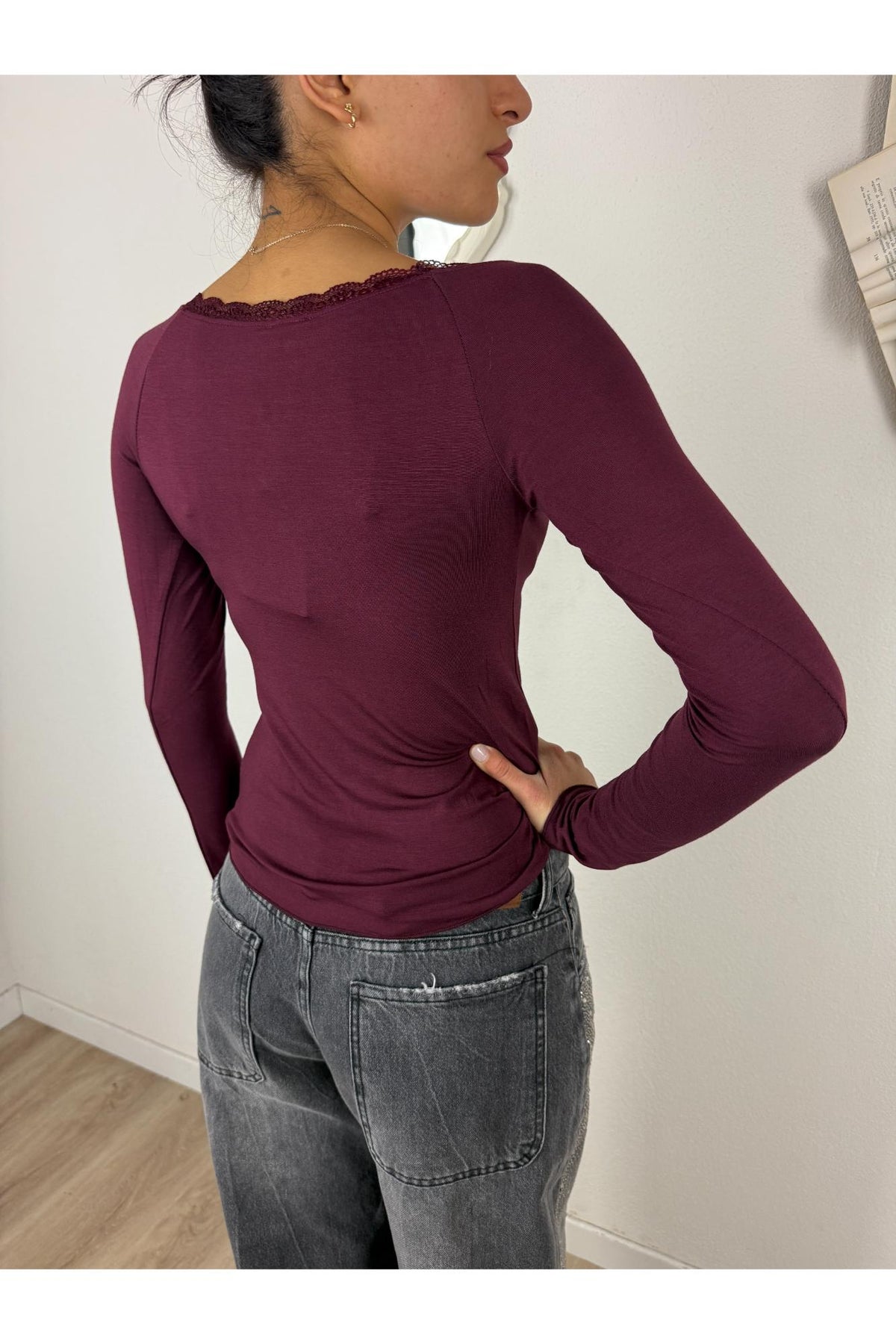SUSY MIX Maglia barca con merletto Susy mix Vino