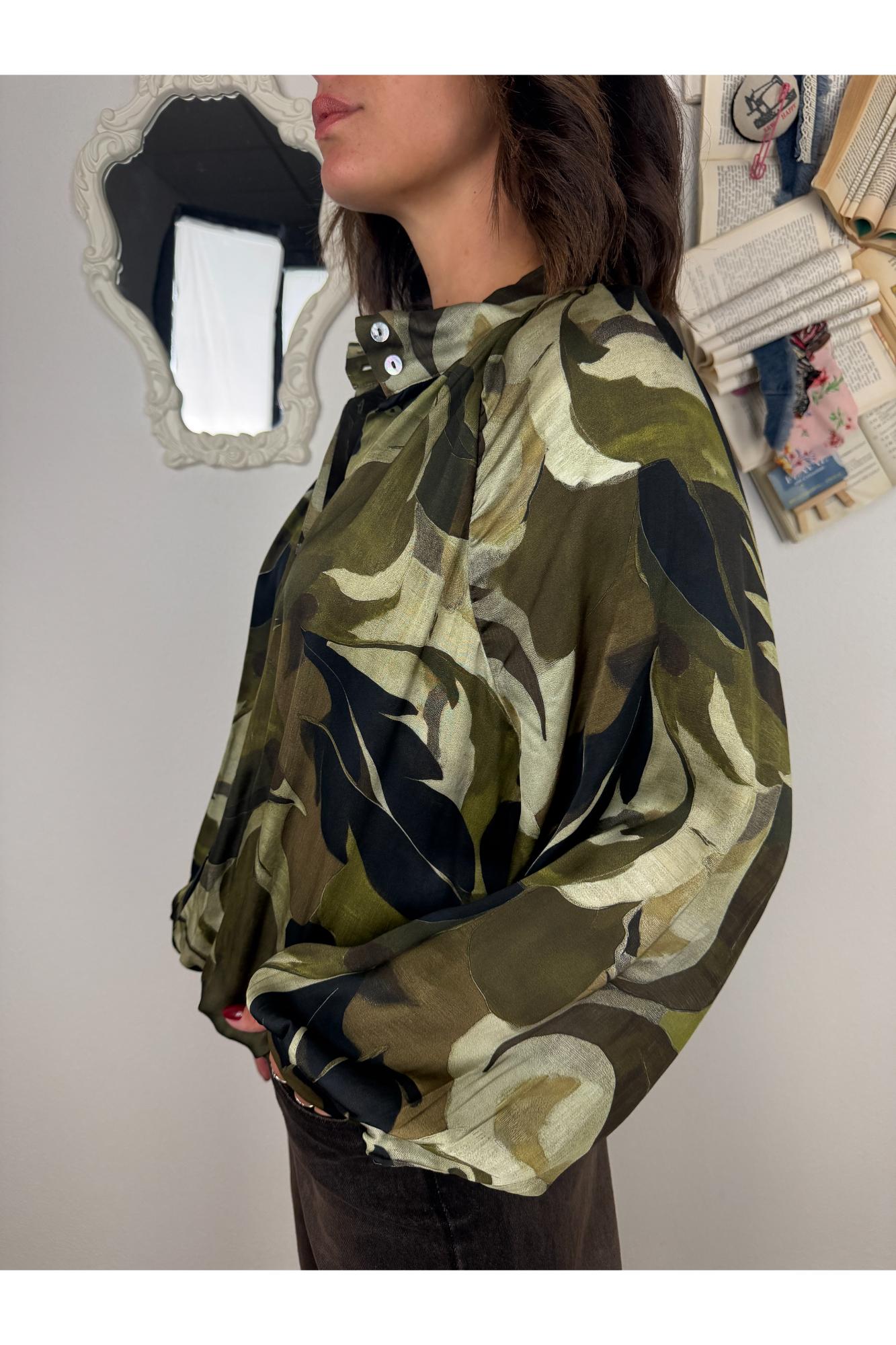 SUSY MIX Camicia fantasia con laccetto sul fondo Susy mix Verde