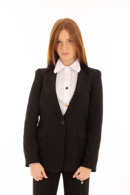 Giacca glitter in viscosa Angela Davis - Nero