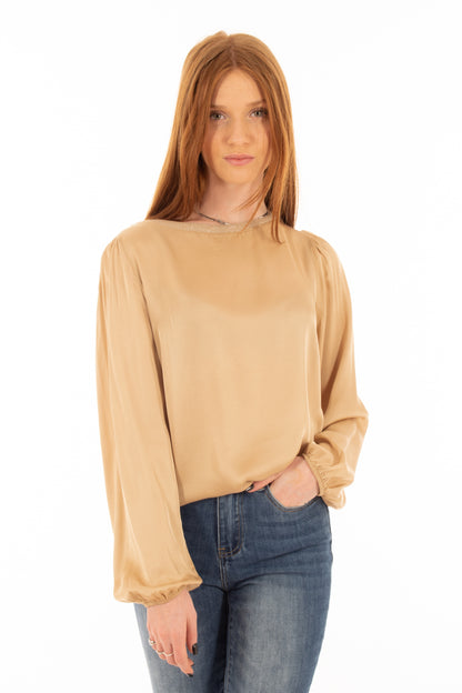 Blusa viscosa profilo lurex Motel - Sabbia
