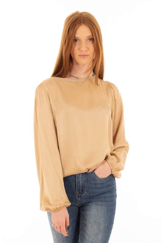 Blusa viscosa profilo lurex Motel - Sabbia